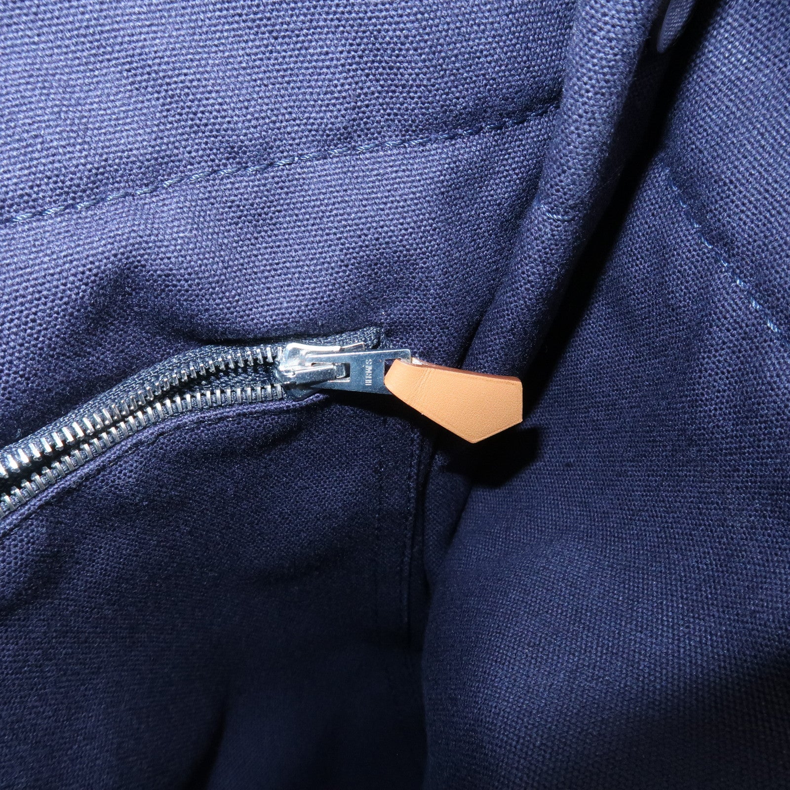 HERMES Deauville MM Cotton Tote Bag Hand Bag Navy