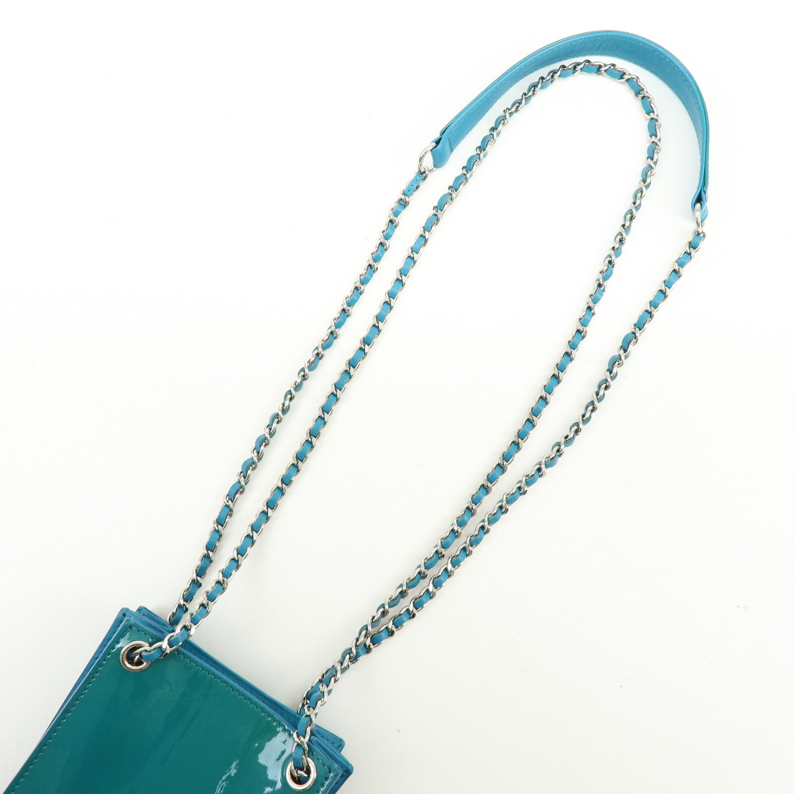 CHANEL COCO Mark Patent Leather Shoulder Bag Crossbody Bag Blue