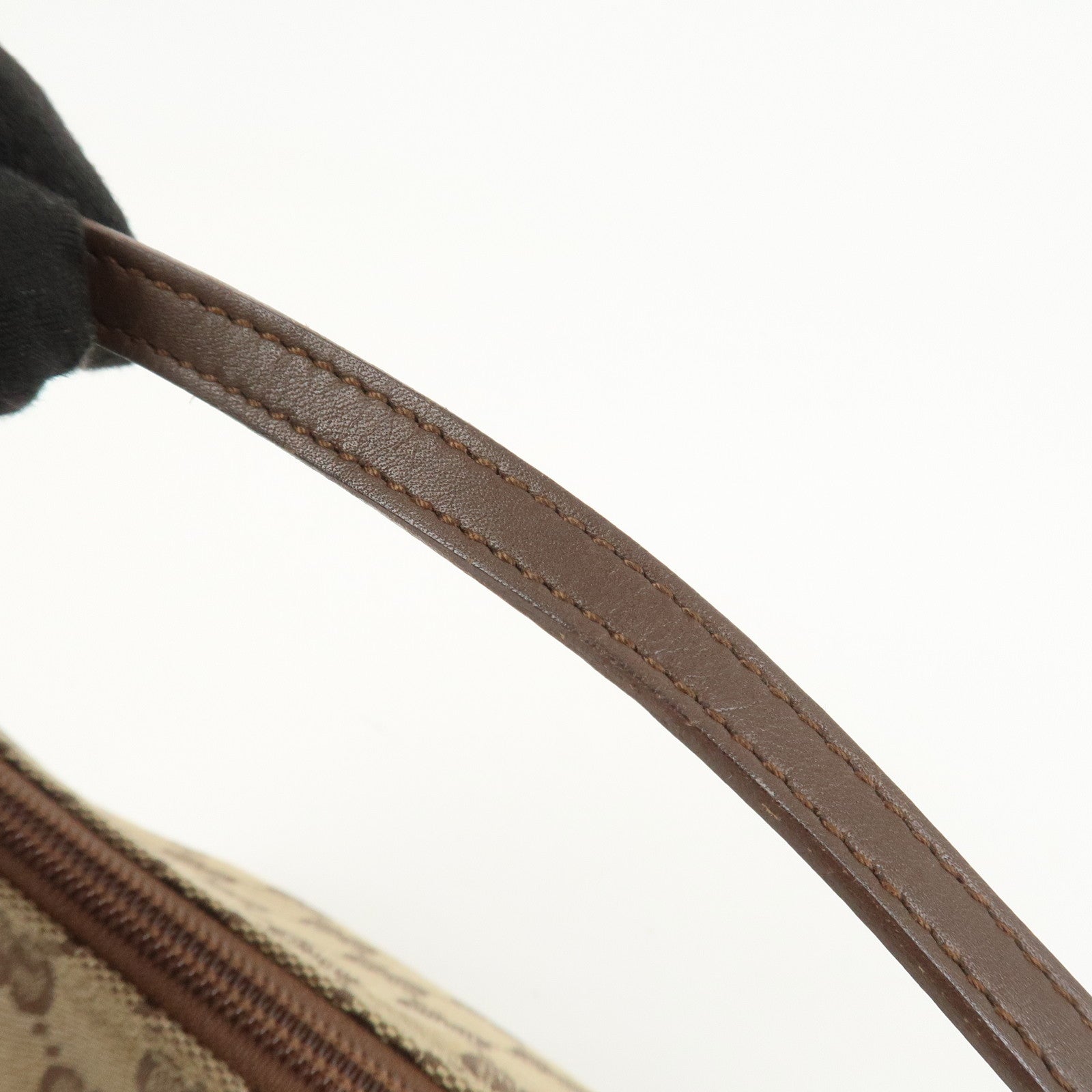 GUCCI Boat Bag GG Canvas Leather Hand Bag Brown 07198