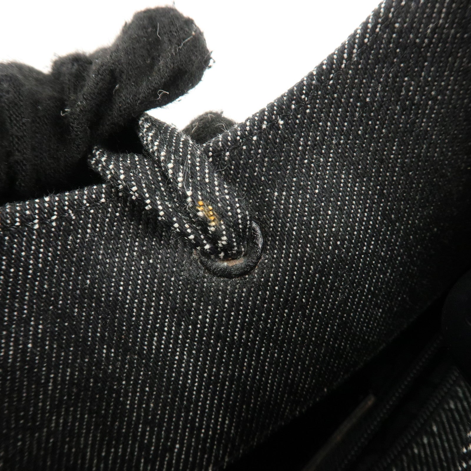 Christian Dior Maris Pearl Denim Shoulder Bag Hand Bag Black Used