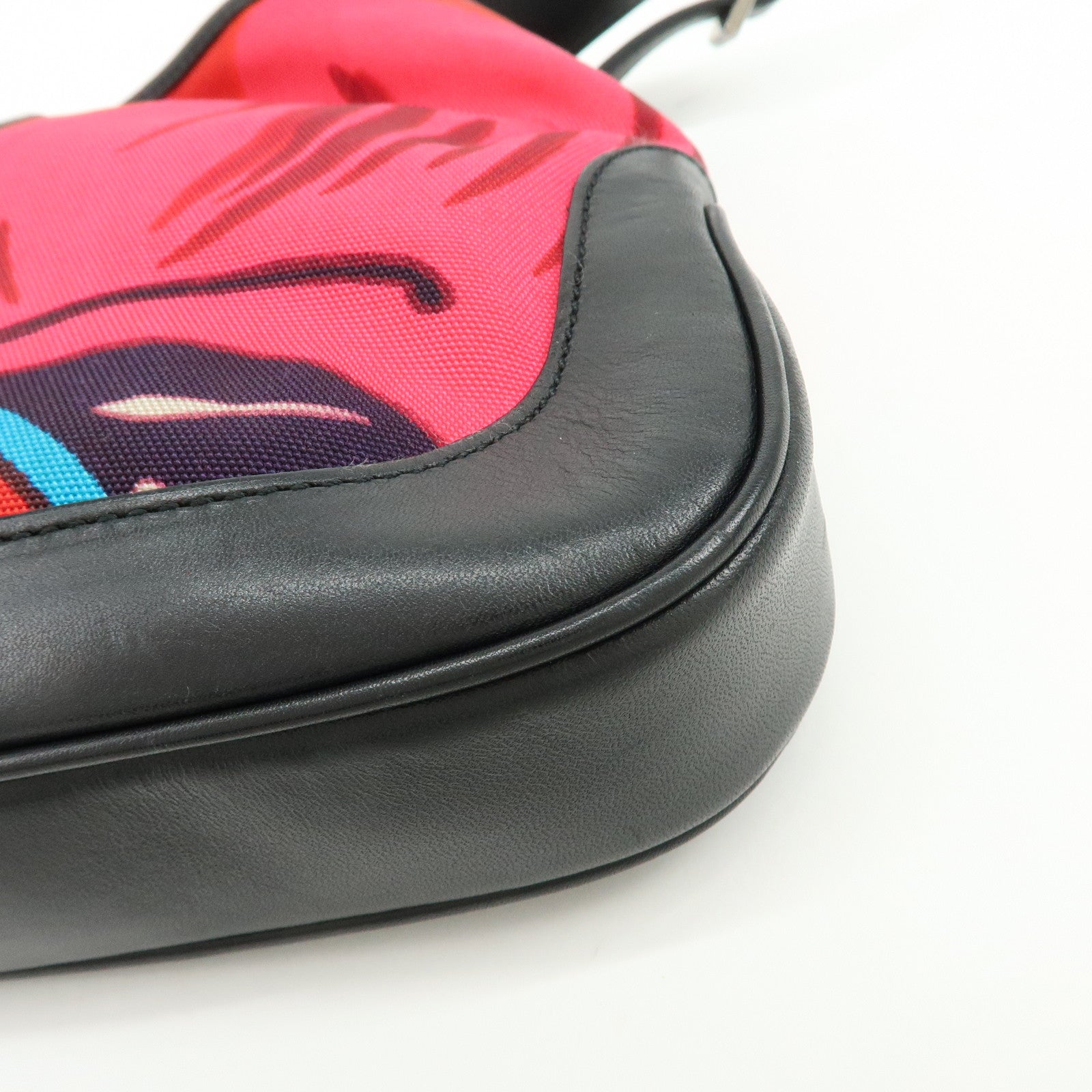 GUCCI Jackie Nylon Leather Shoulder Hand Bag Pink Black 001.9735