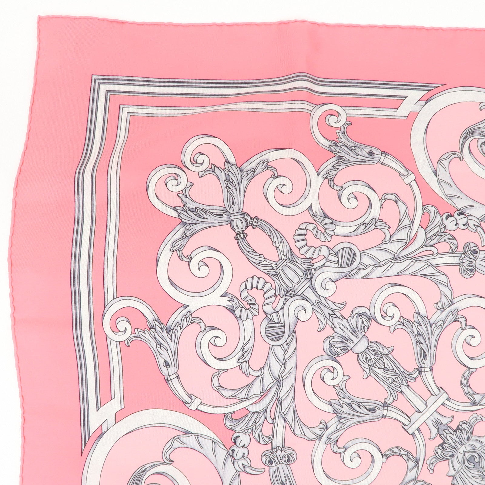 HERMES Carre 90 Silk 100% Scarf LES TUILERIES Pink