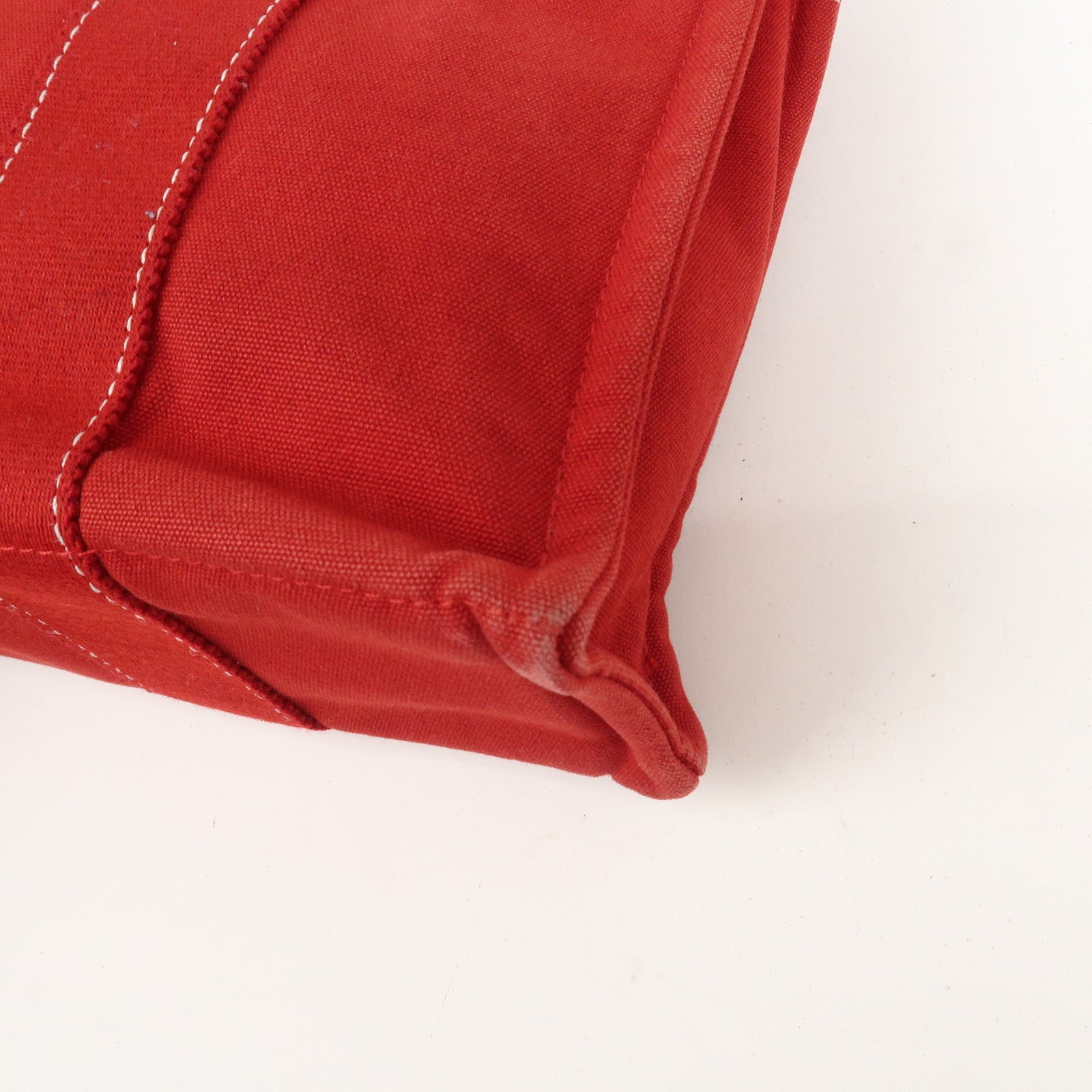 HERMES Deauville PM Canvas Tote Bag Hand Bag Red