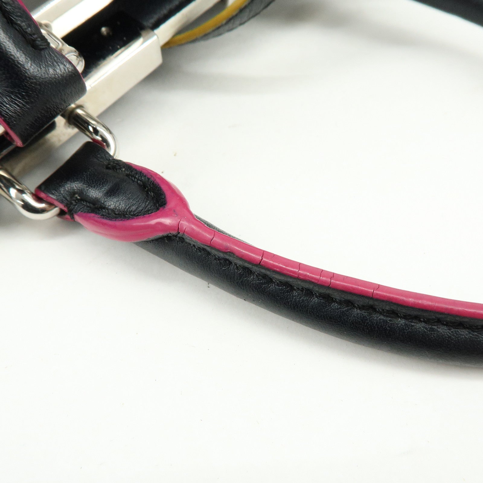 FENDI Trois Jours Leather 2Way Bag Hand Bag Shoulder Bag Black