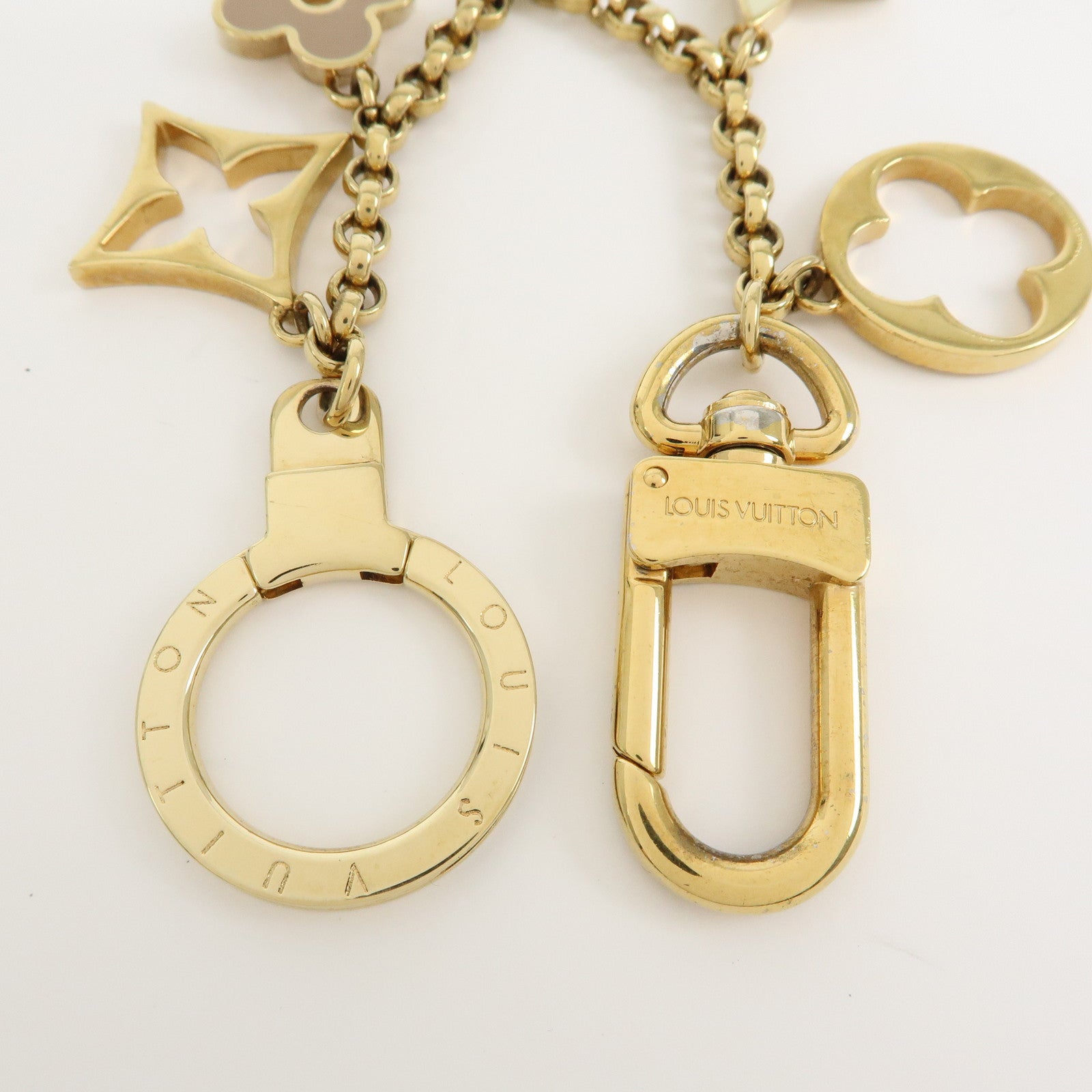 Louis Vuitton Fleur de Monogram Bag Charm Key Chain Gold M65111