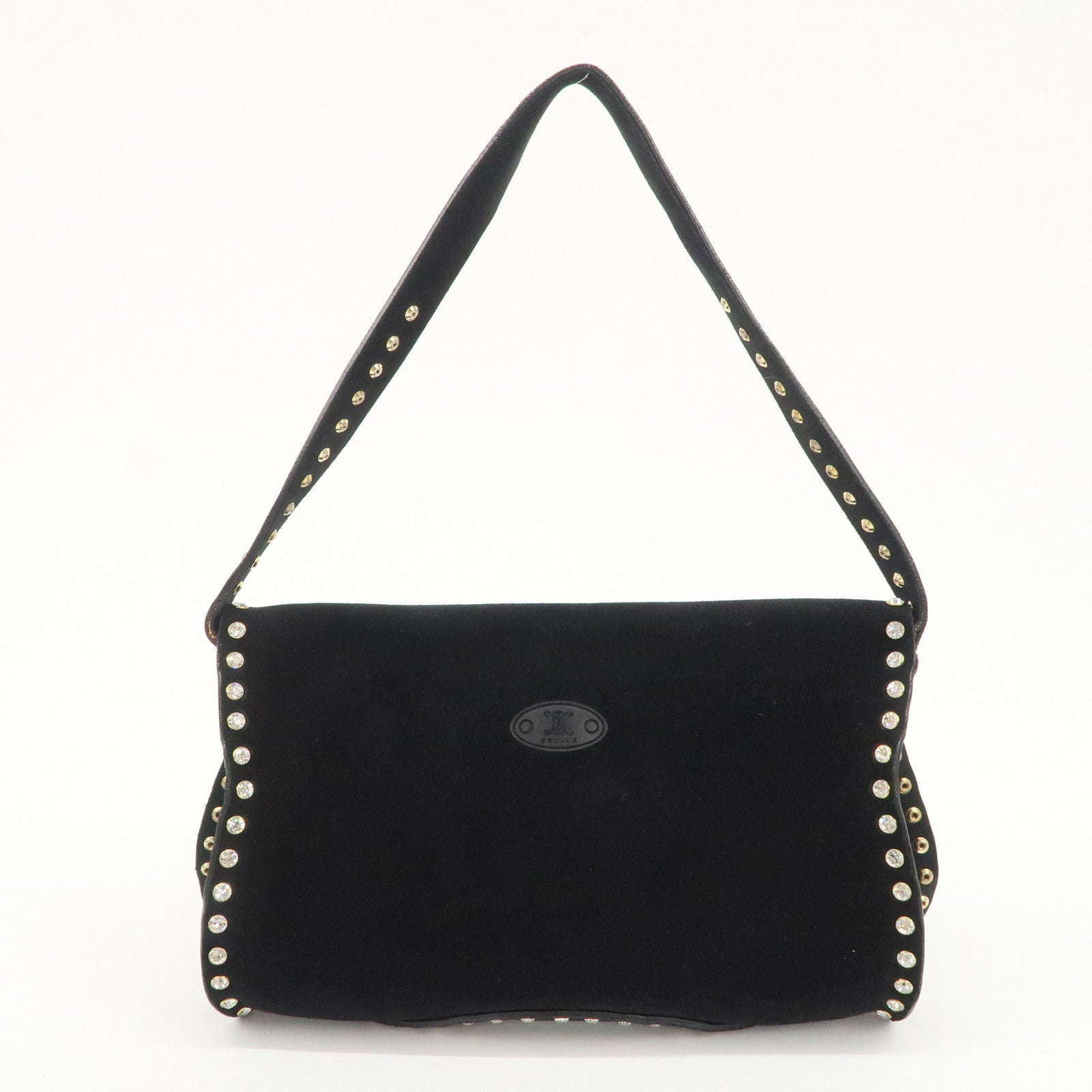 CELINE Paulbot Suede Shoulder Bag Hand Bag Black Used