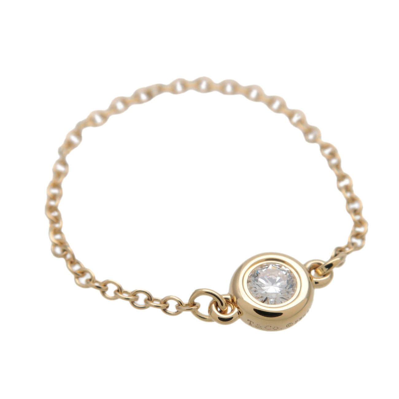 Tiffany & Co By The Yard 1P Diamond Ring 750YG 18K US7