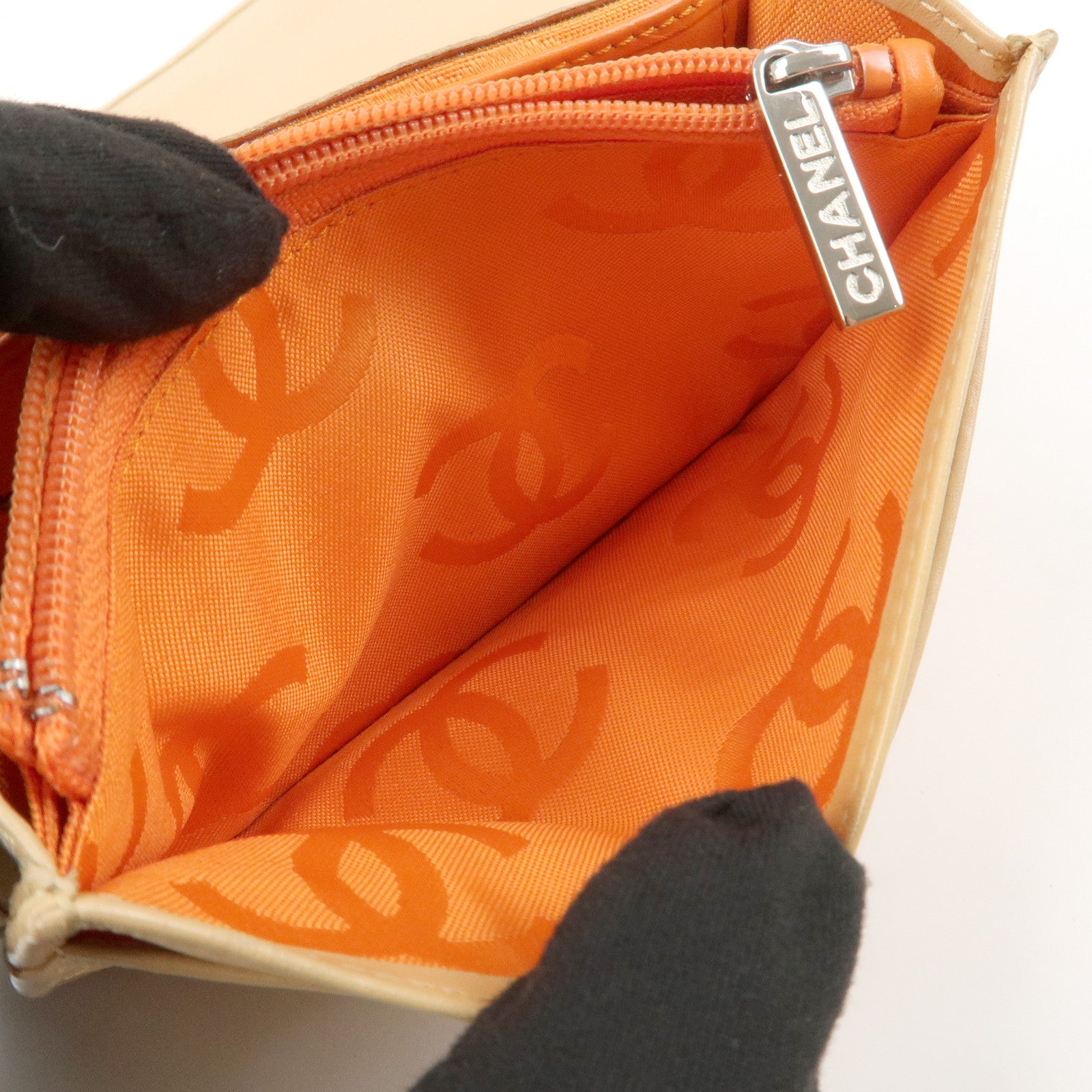 CHANEL Cambon Line Soft Calf Patent Leather Bi-fold Wallet A26722
