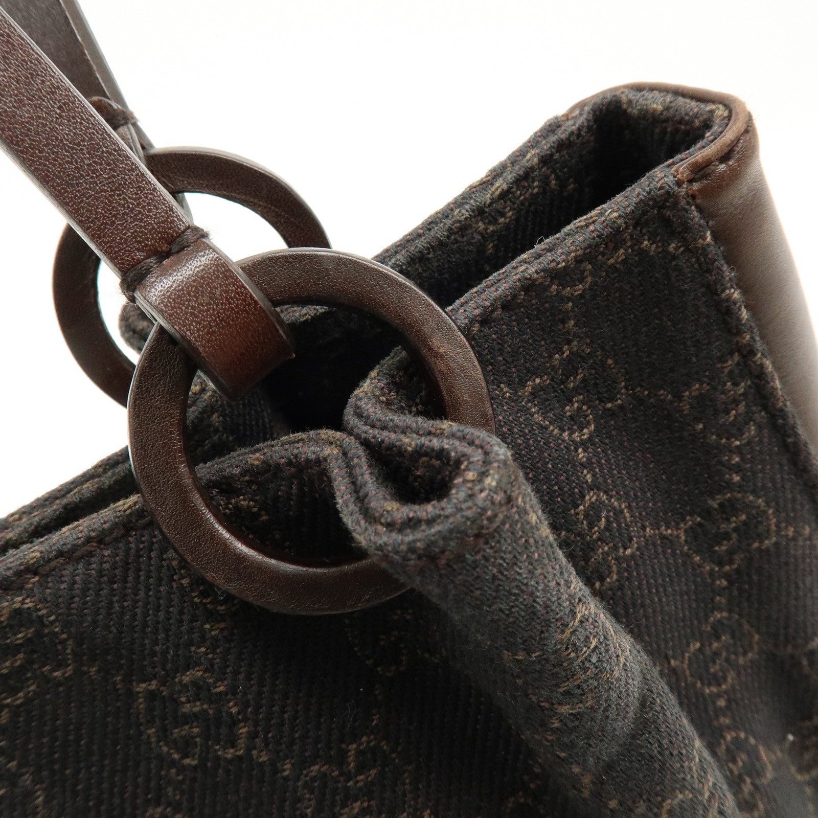 GUCCI GG Canvas Leather Shoulder Bag Tote Bag Brown 101919