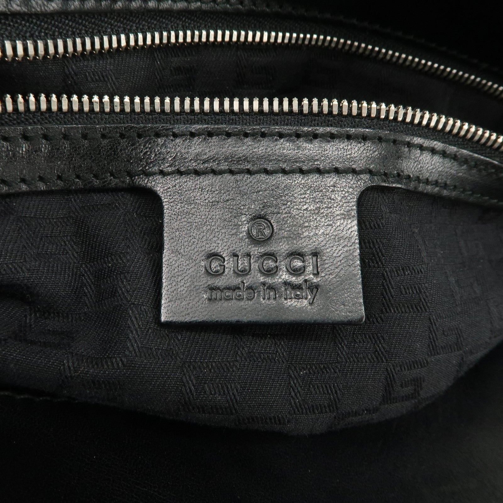 GUCCI Interlocking G Canvas Leather Hand Shoulder Bag Black 114875 Used