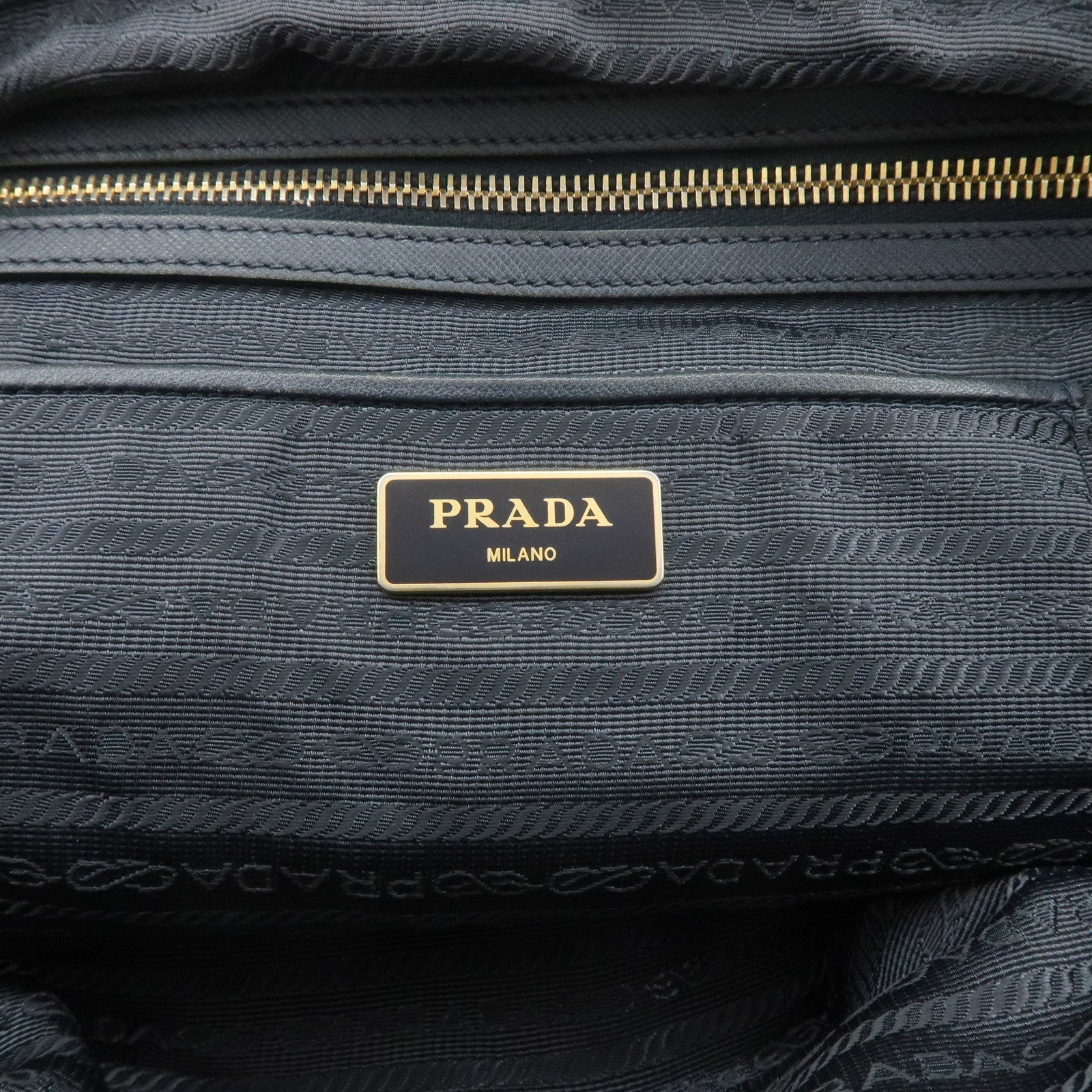 PRADA Nylon Saffiano Leather Shoulder Bag Tote Bag Navy