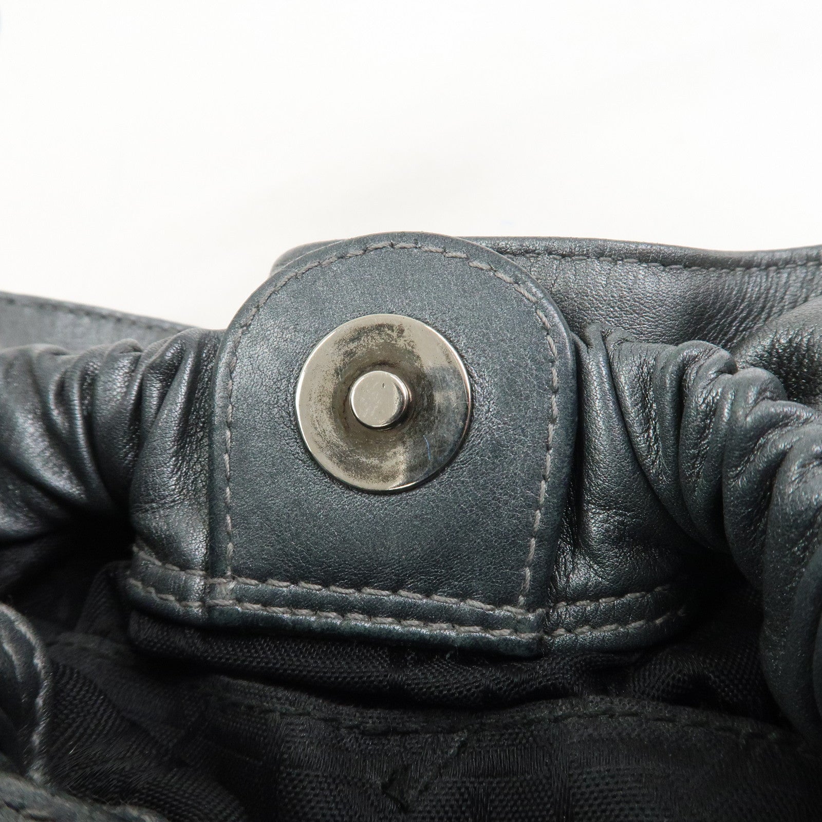 Christian Dior Maris Pearl Leather Hand Bag Gray