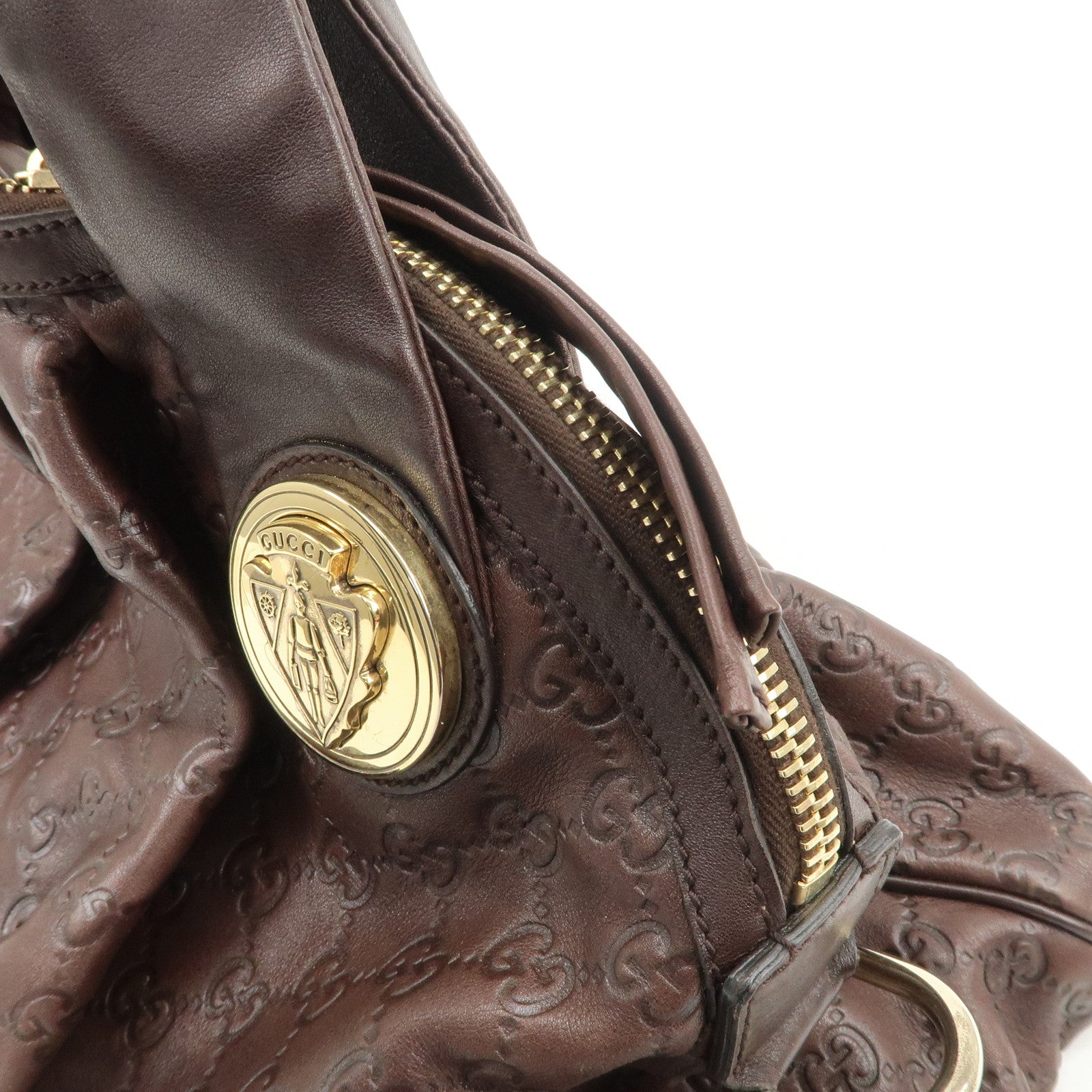 GUCCI Guccissima Histoire Leather Tote Bag Dark Brown 197019 Used