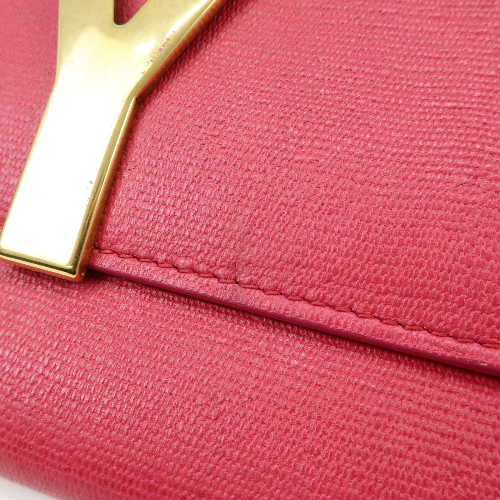 SAINT LAURENT PARIS Y Line Leather Clutch Bag Pouch Pink 265701