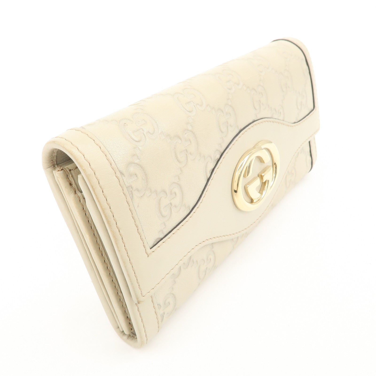 GUCCI Interlocking G Guccissima Leather Bi-fold Long Wallet 232431 Used