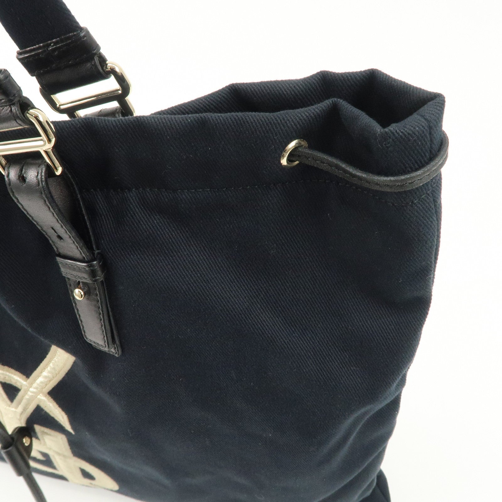 Saint Laurent Kahala Canvas Leather Tote bag Shoulder Bag Black Used