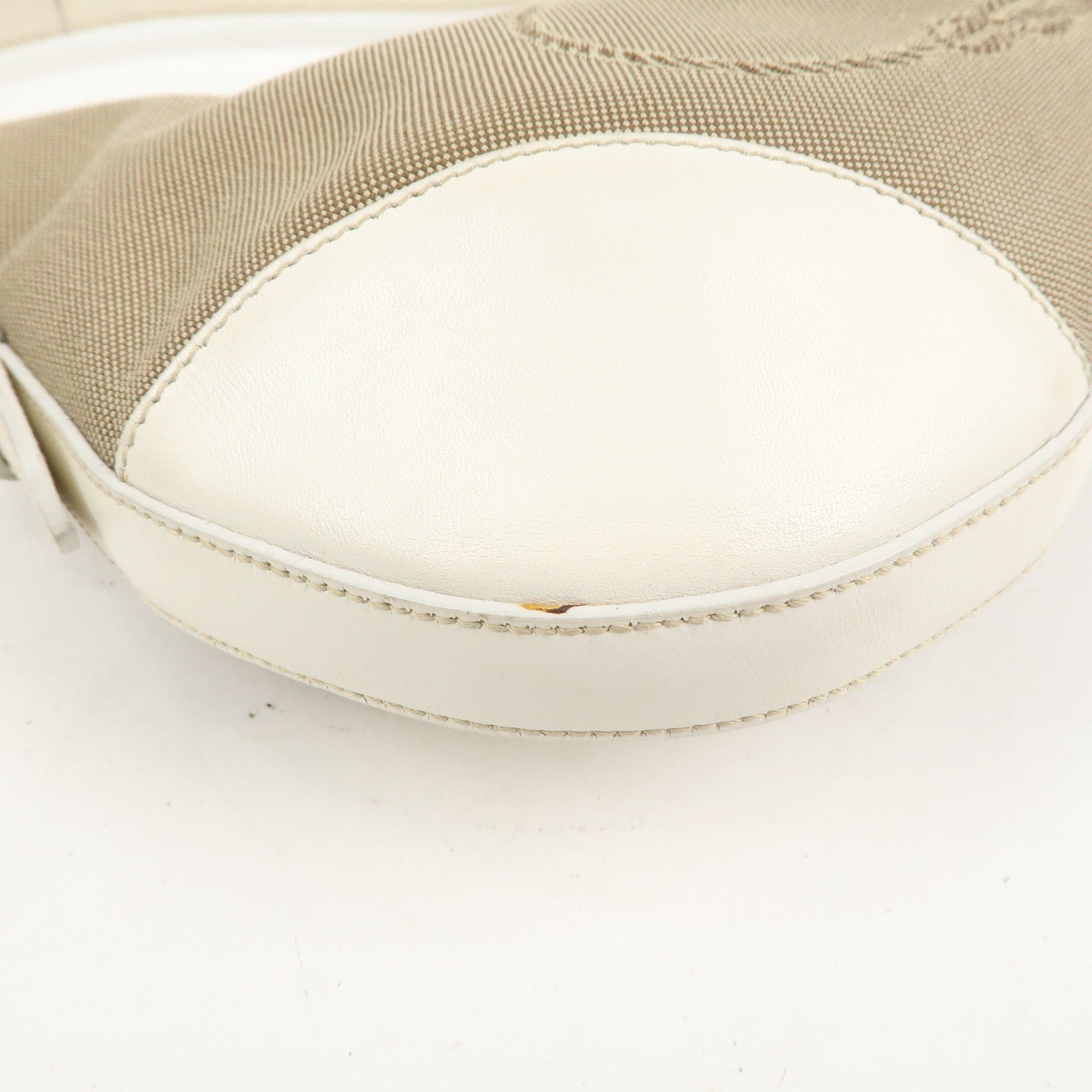 PRADA Logo Canvas Leather Shoulder Bag Hand Bag Beige White BR3429