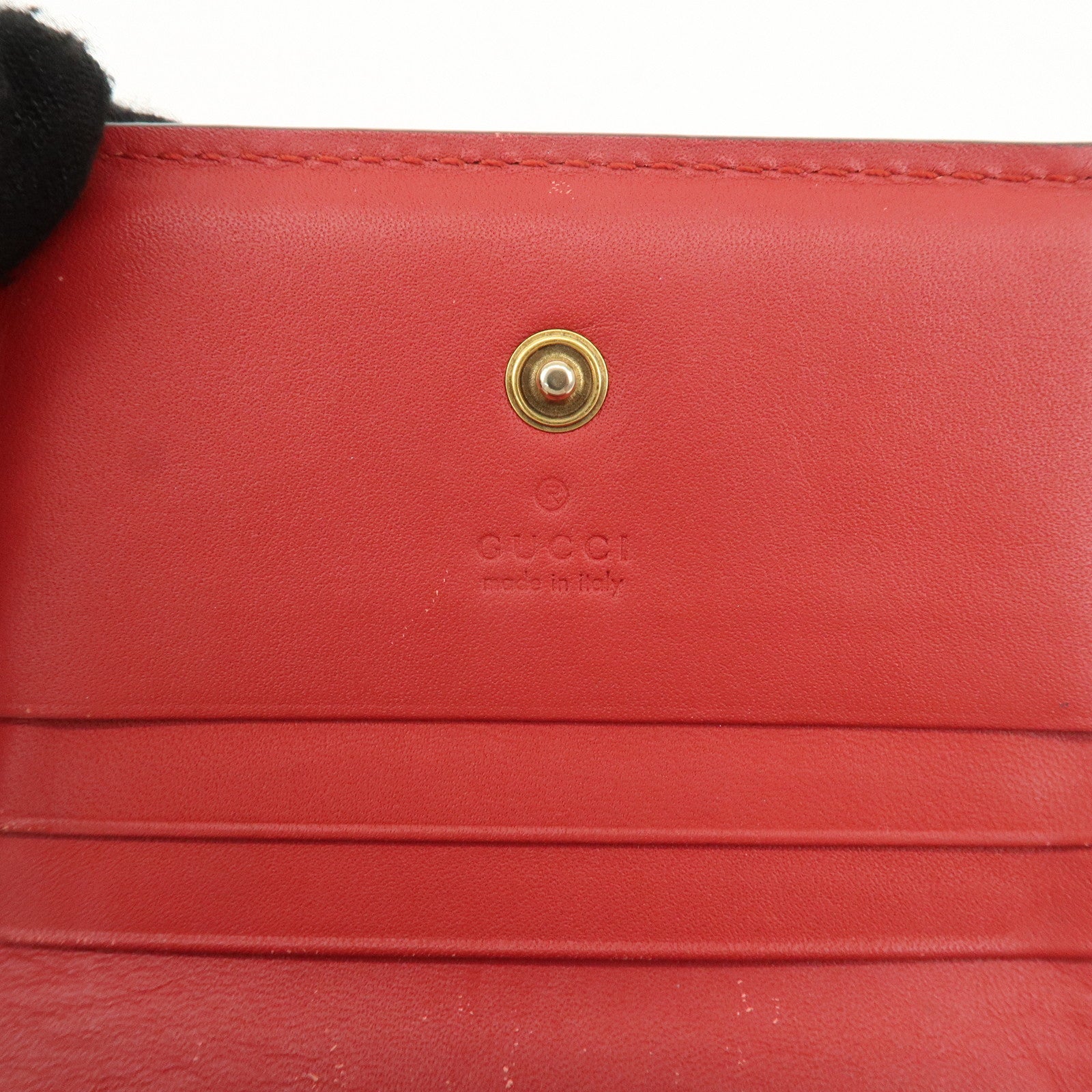 GUCCI Interlocking G GG Supreme Cherry Compact Wallet Beige Red 476050 Used