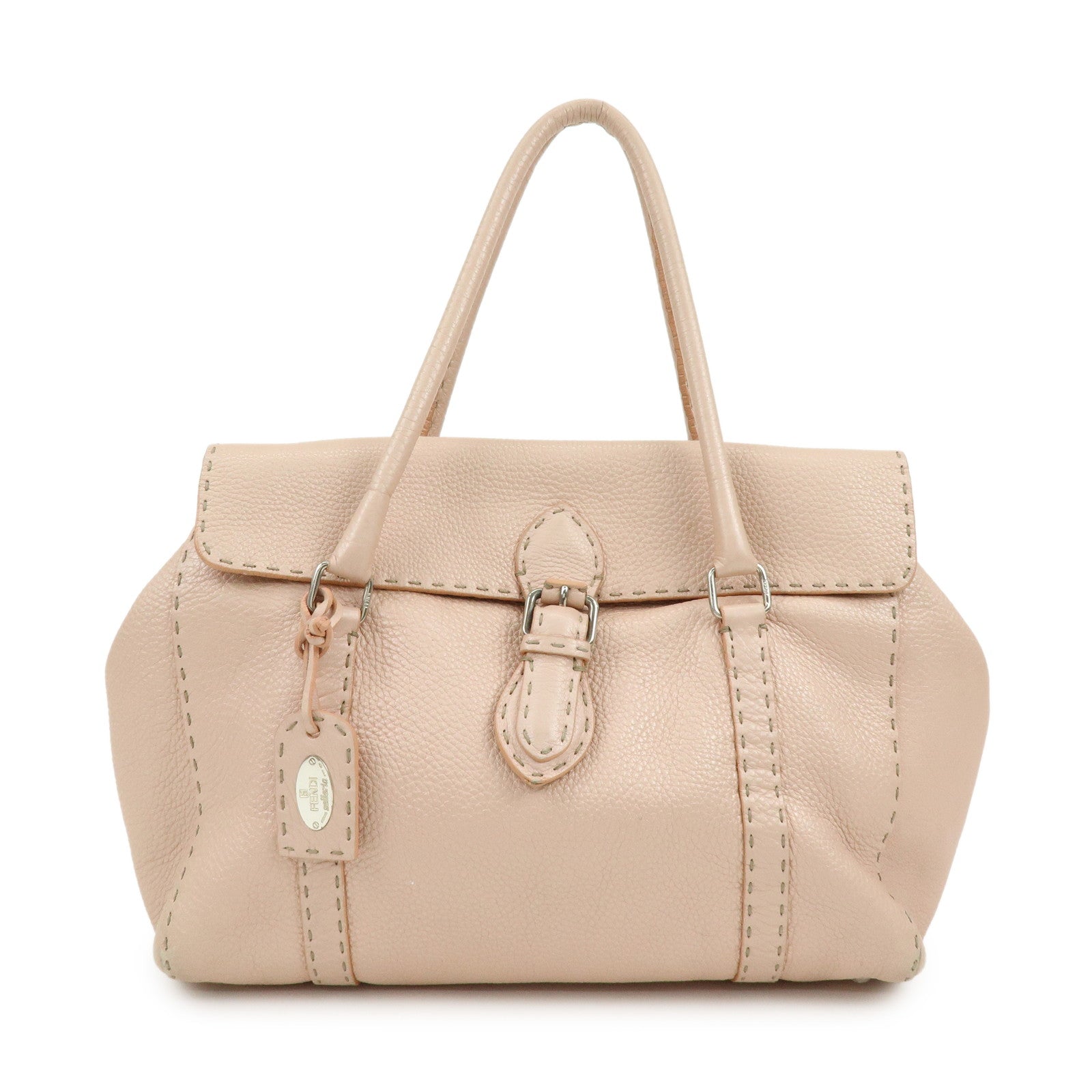 FENDI Selleria Leather Hand Bag Shoulder Bag Pink 8BR458