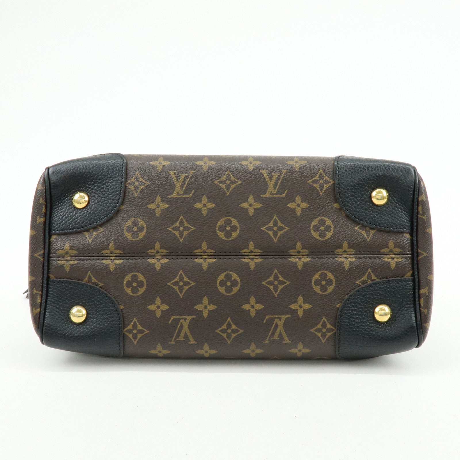 Louis Vuitton Monogram Canvas Leather Retiro Hand Bag Brown M50058