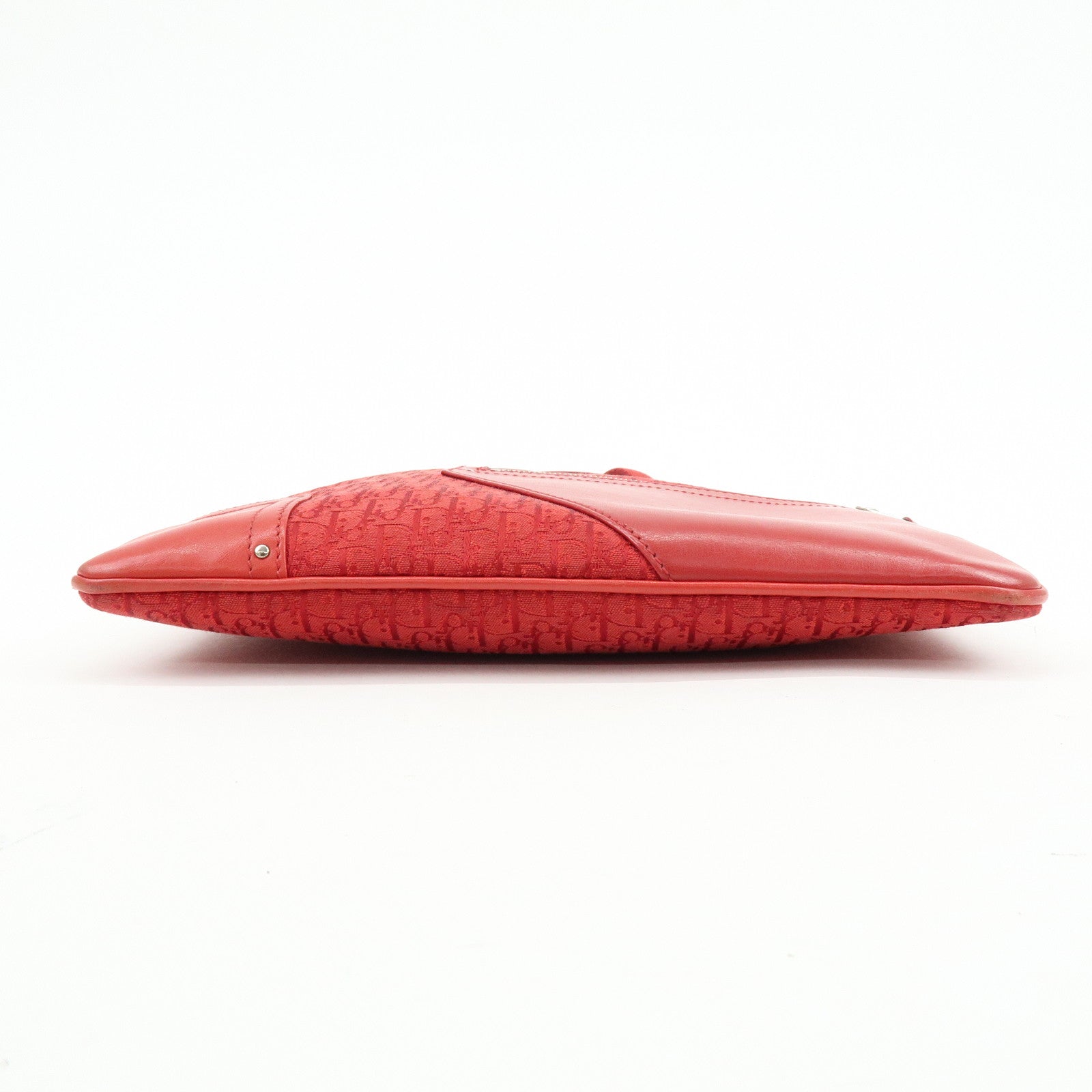 Christian Dior Trotter Jacguard Canvas Leather Shoulder Bag Red