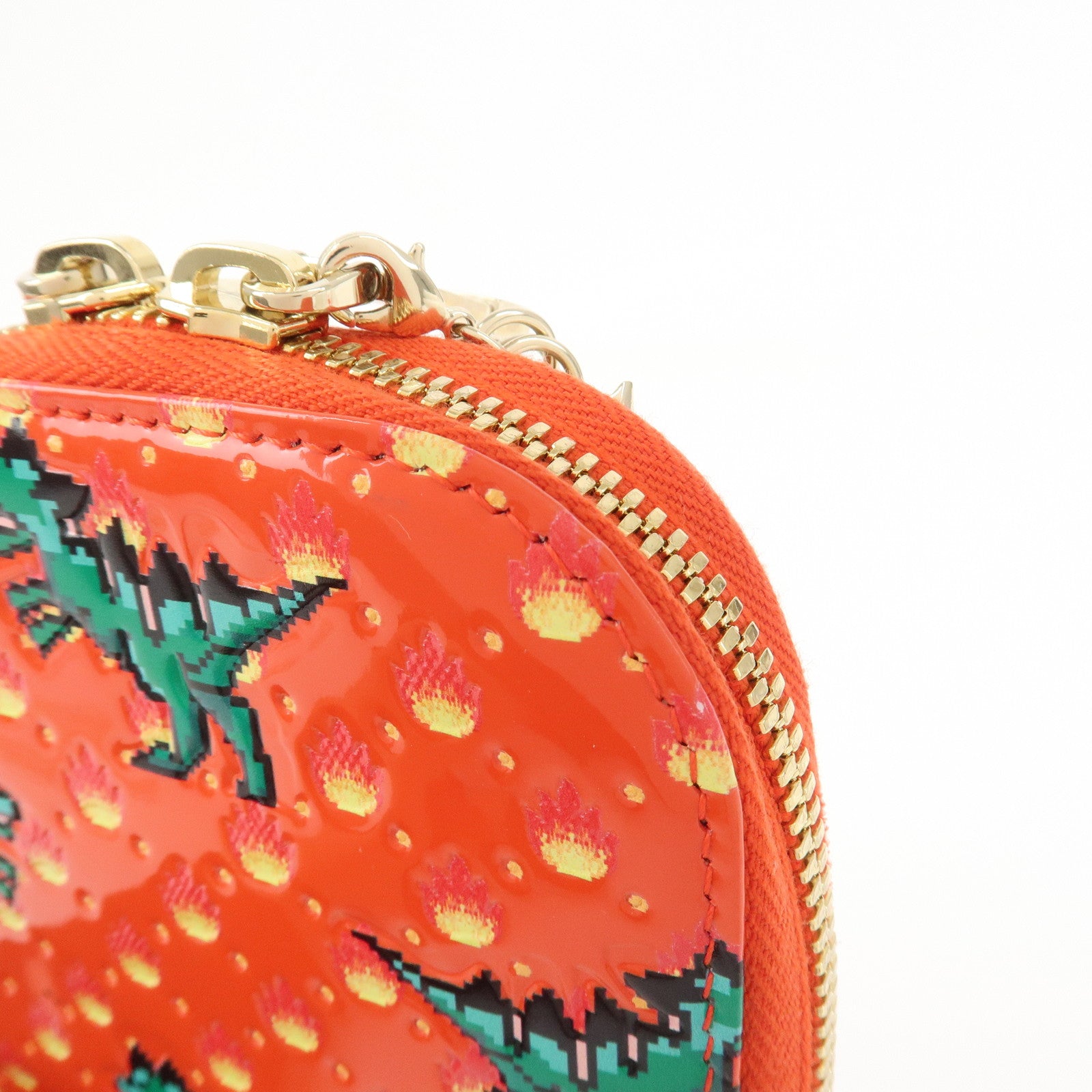 Christian Dior Dinosaur Motif Patent Leather Hand Bag Shoulder Bag