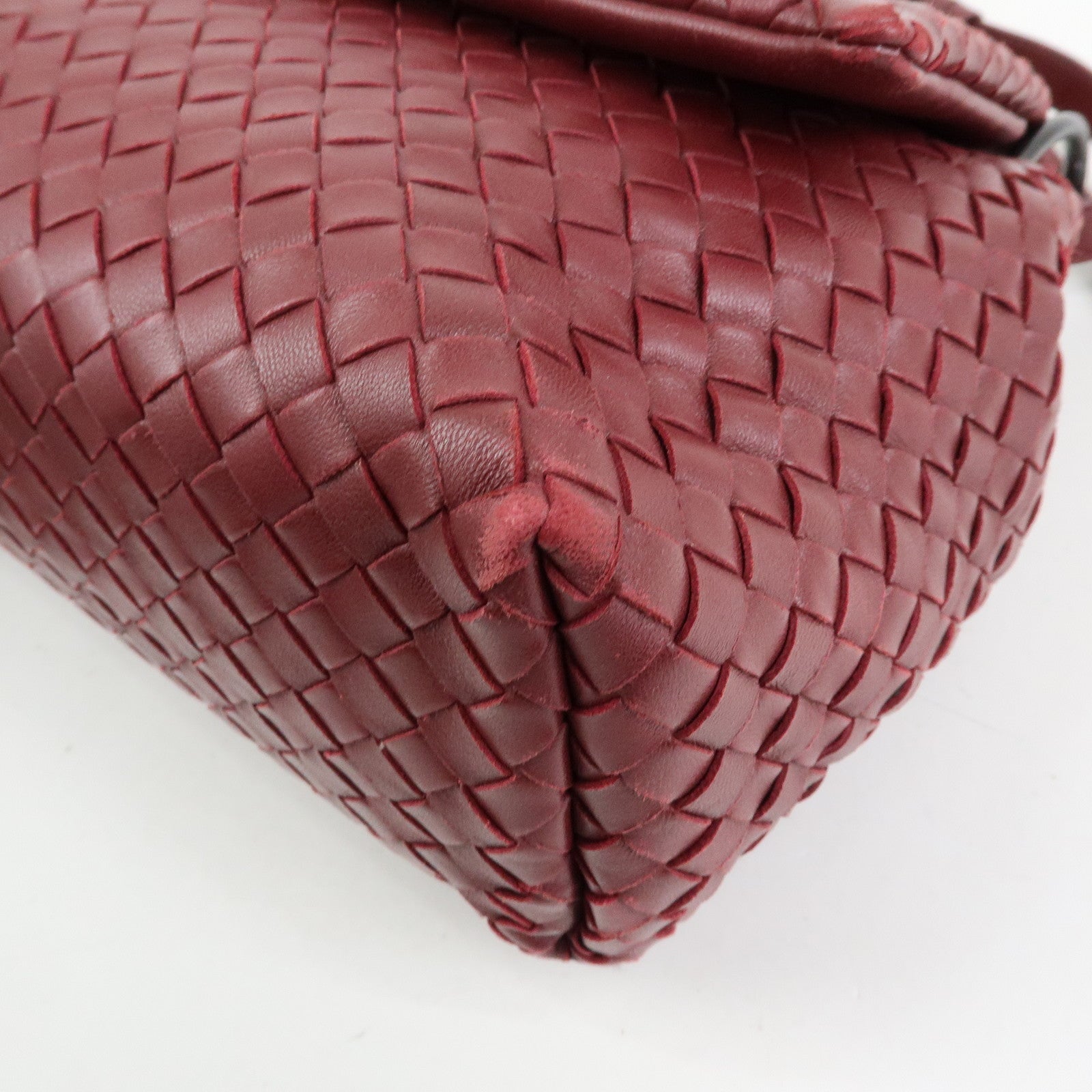 BOTTEGA VENETA Intrecciato Leather Shoulder Bag Bordeaux