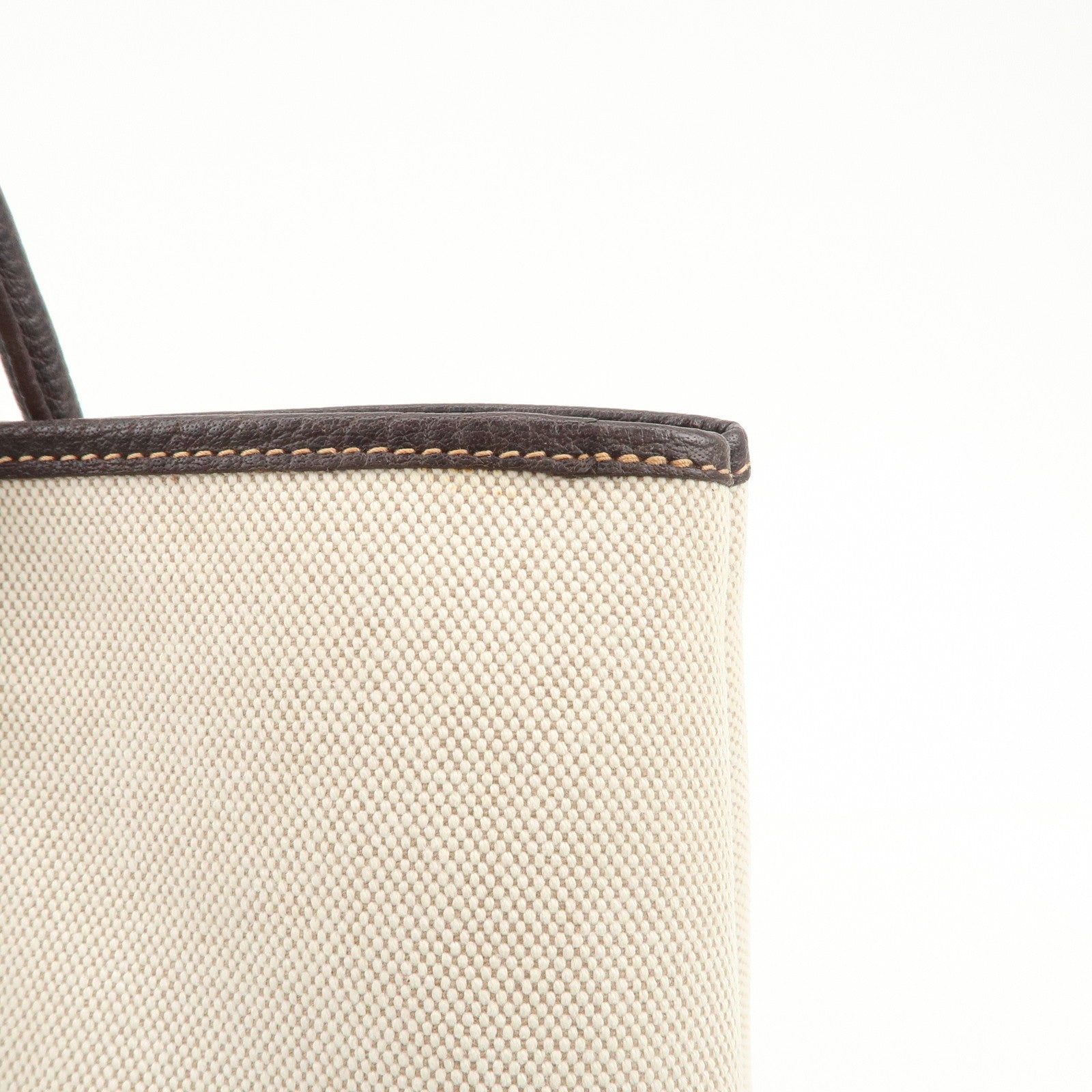 HERMES Garden Party Toile H Leather Tote Bag Hand Bag Natural