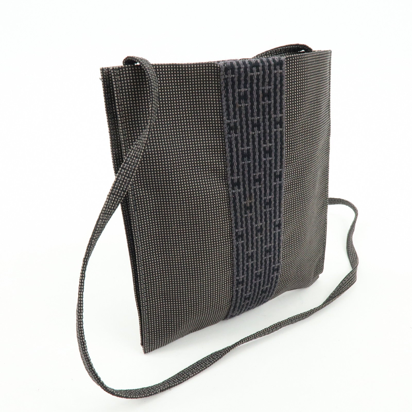 HERMES Airline Canvas Shoulder Bag Crossbody Bag Black