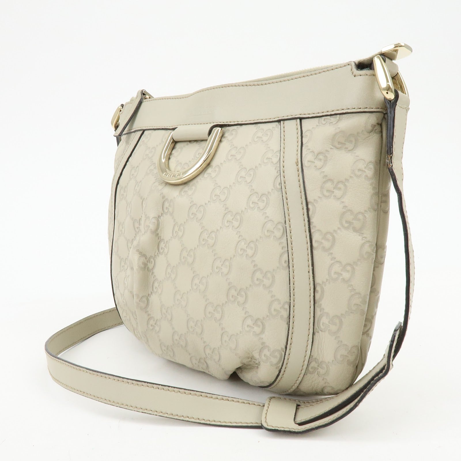Gucci Abbey Guccissima Leather Shoulder Crossbody Bag Ivory 203257