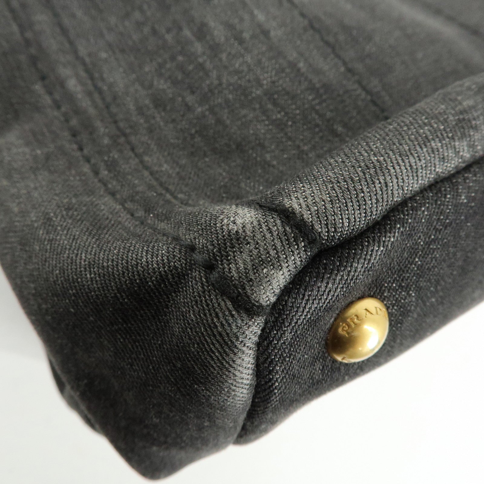 PRADA Canapa Denim Tote Bag Hand Bag Black 1BG642