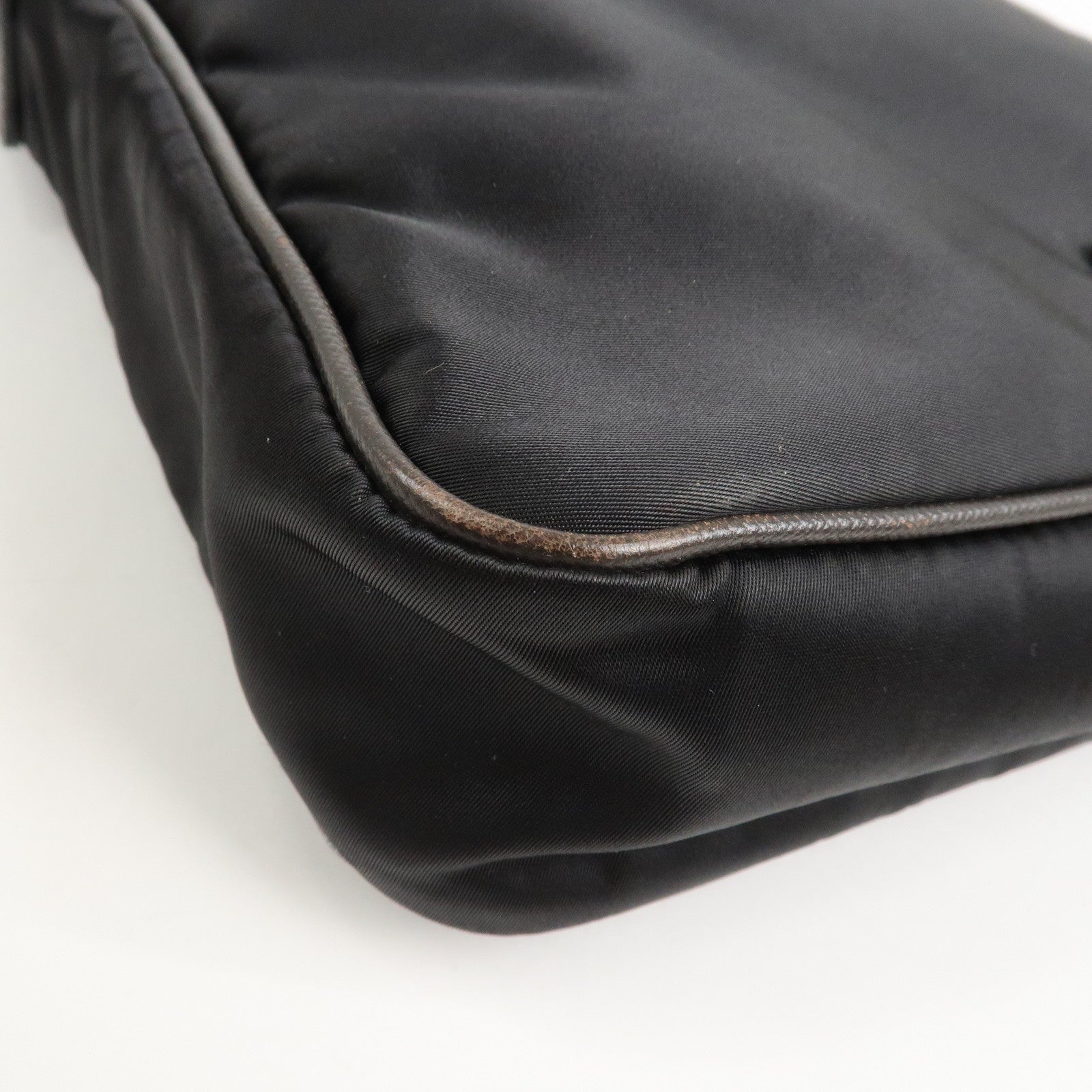 PRADA Triangle Logo Nylon Shoulder Bag Hand Bag Black