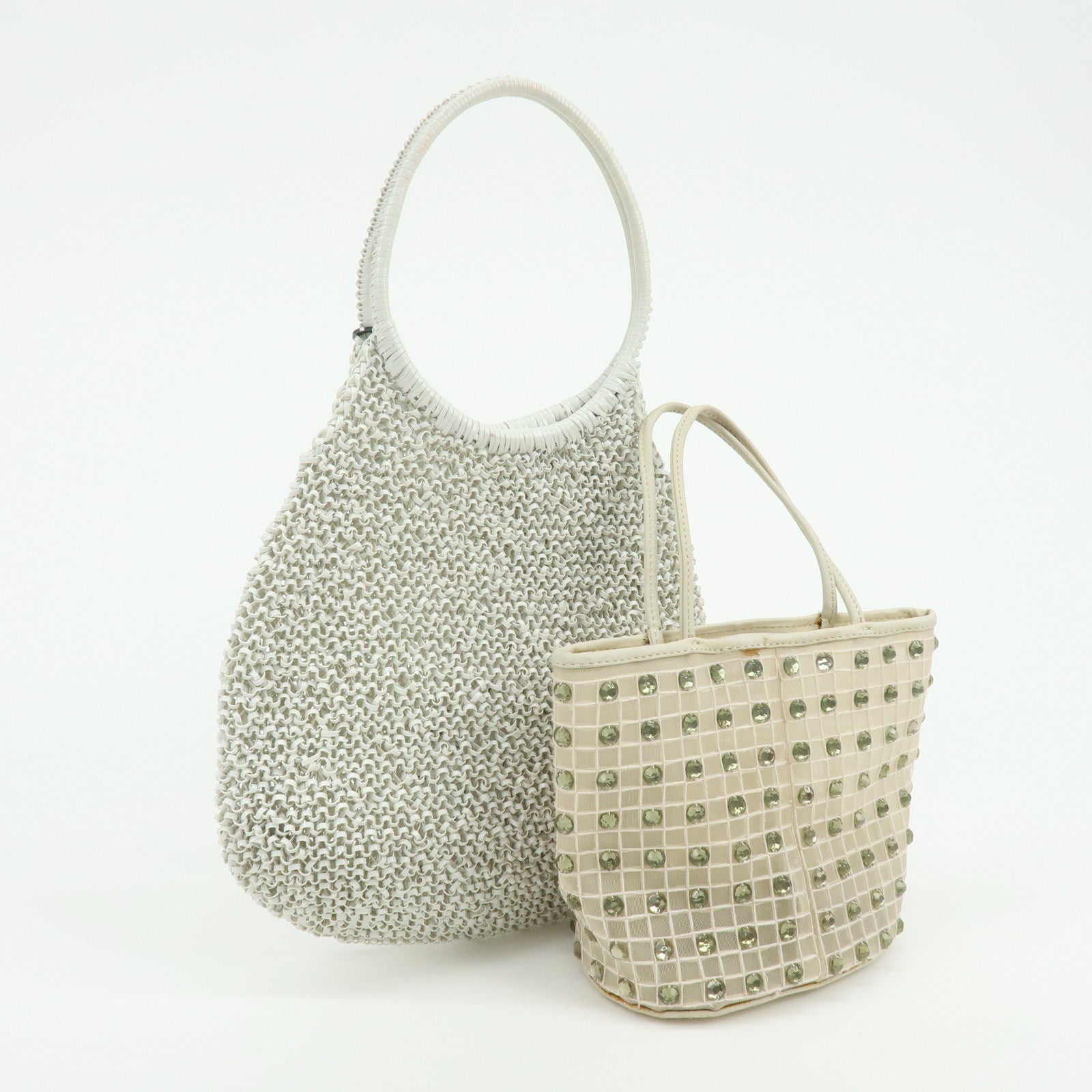 ANTEPRIMA Nylon Leather Set of 2 PVC Wire Bag Mini Tote Bag Ivory
