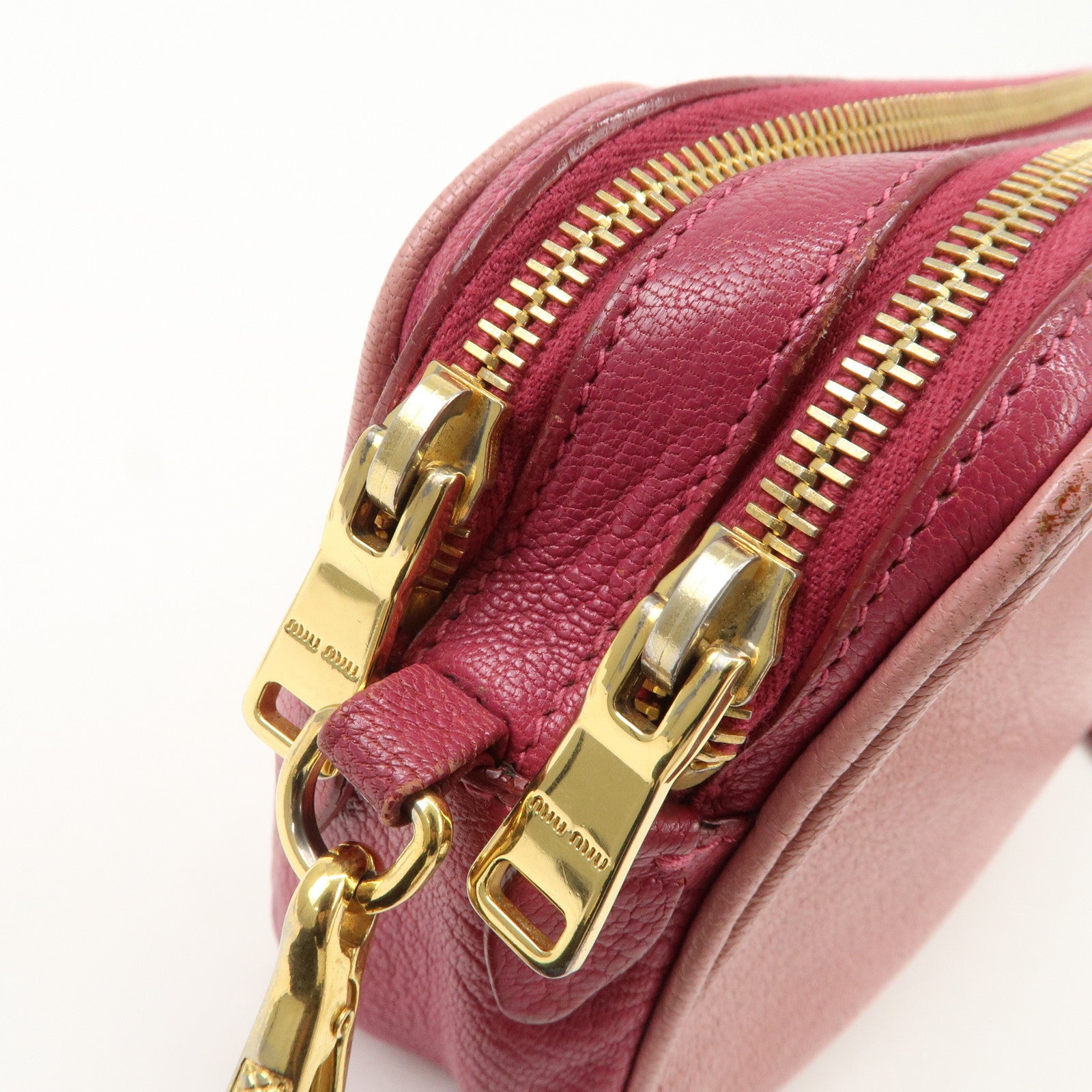 MIU MIU MADRAS BICOLORE Leather Shoulder Bag Crossbody Bag Pink Used