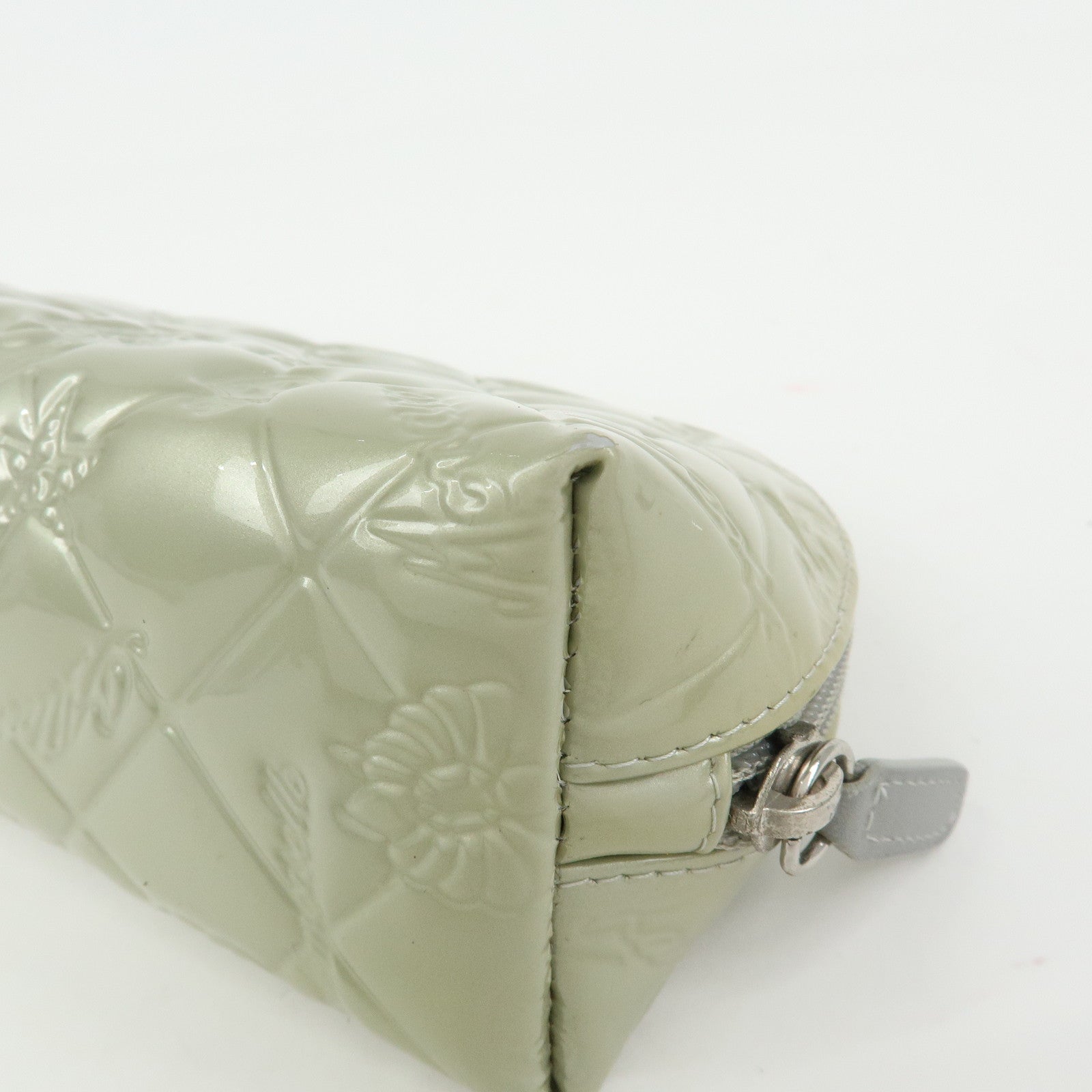 CHANEL Icon Line Patent Leather Cosmetic Pouch Champaign Gold