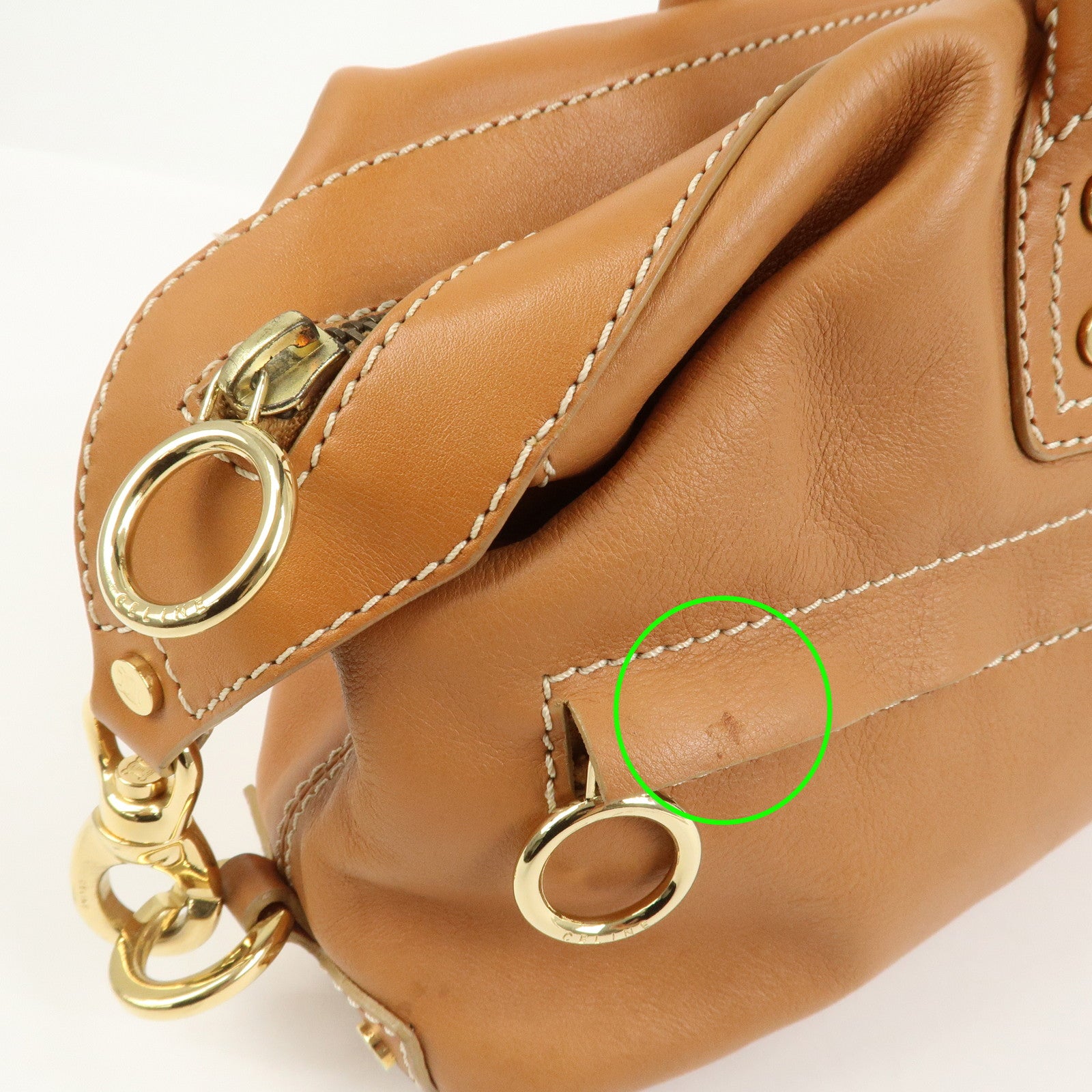 CELINE Macadam Leather Shoulder Bag Hand Bag Brown