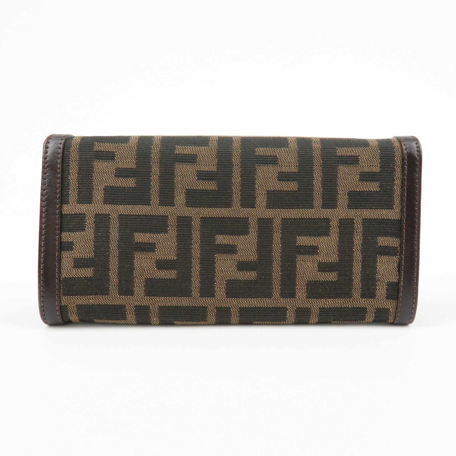 FENDI Zucca Canvas Leather Bi-fold Long Wallet Brown 30851