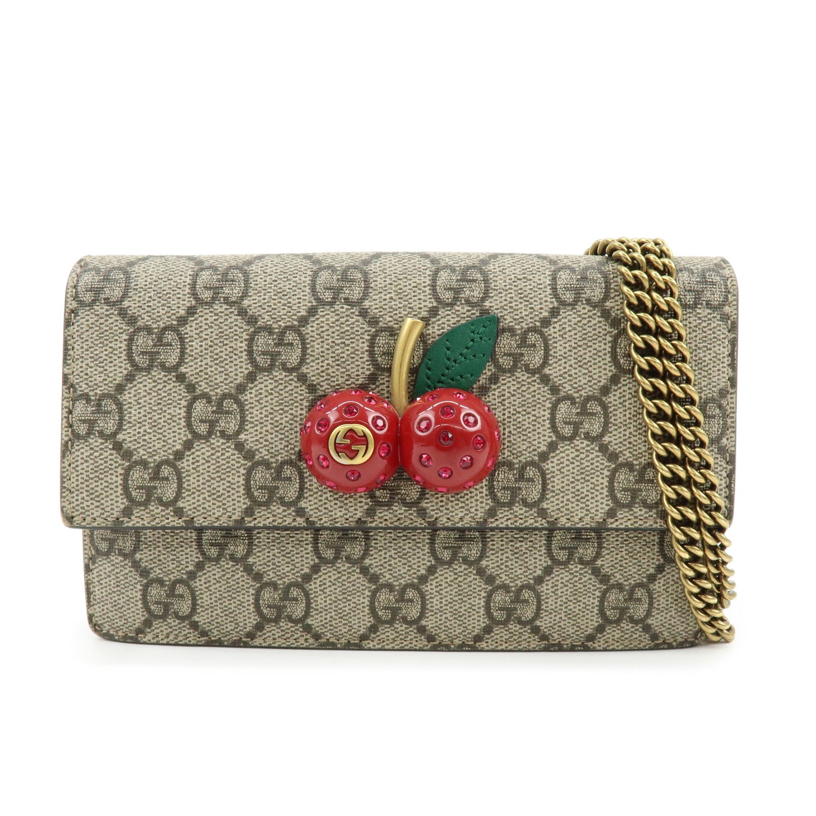 GUCCI GG Supreme Interlocking G Cherry Chain Shoulder Bag 481291
