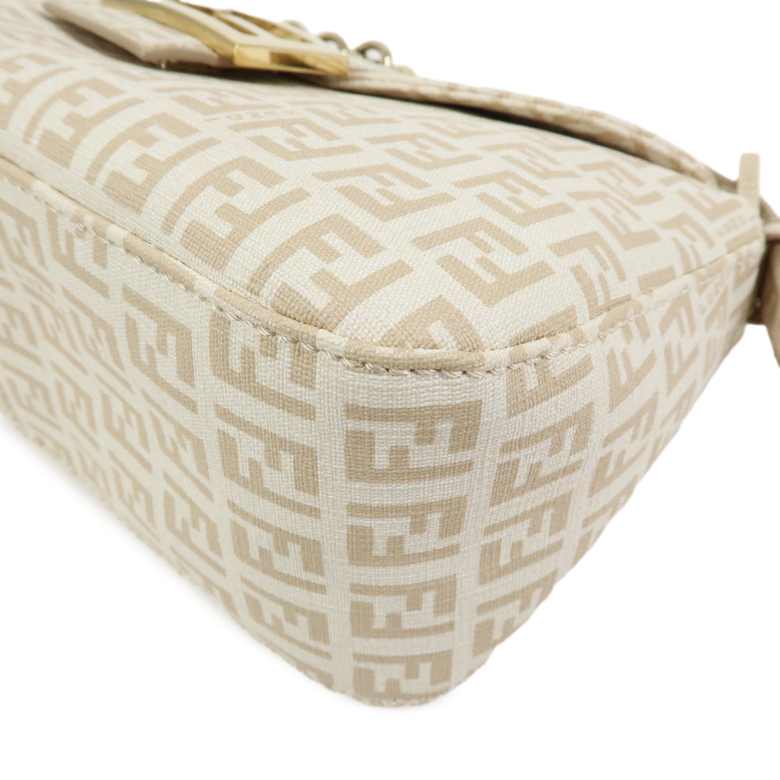 FENDI Zucchino PVC Shoulder Bag Hand Bag Beige 8BR003