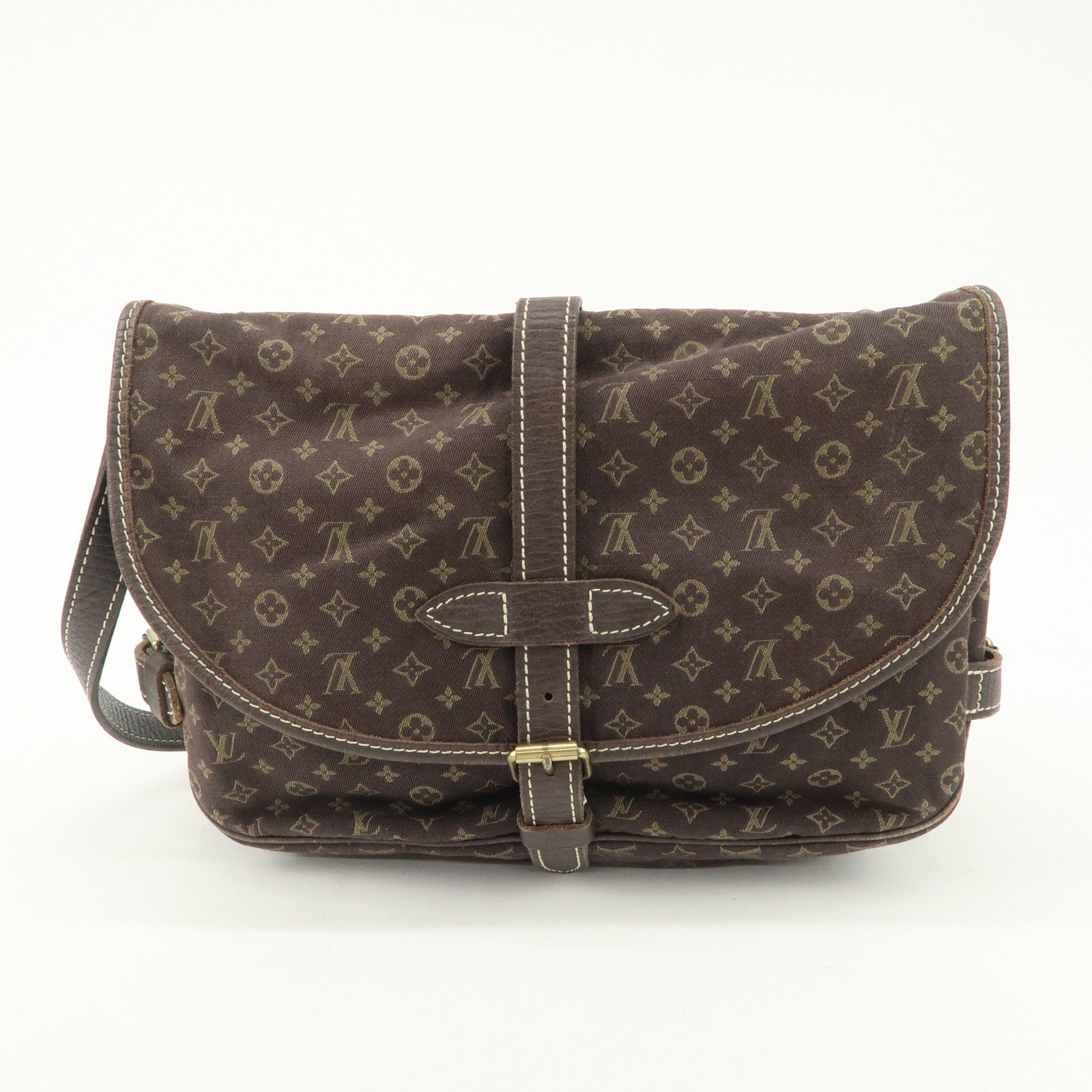 Louis Vuitton Monogram Mini Lin Saumur 30 Shoulder Bag Brown M95227