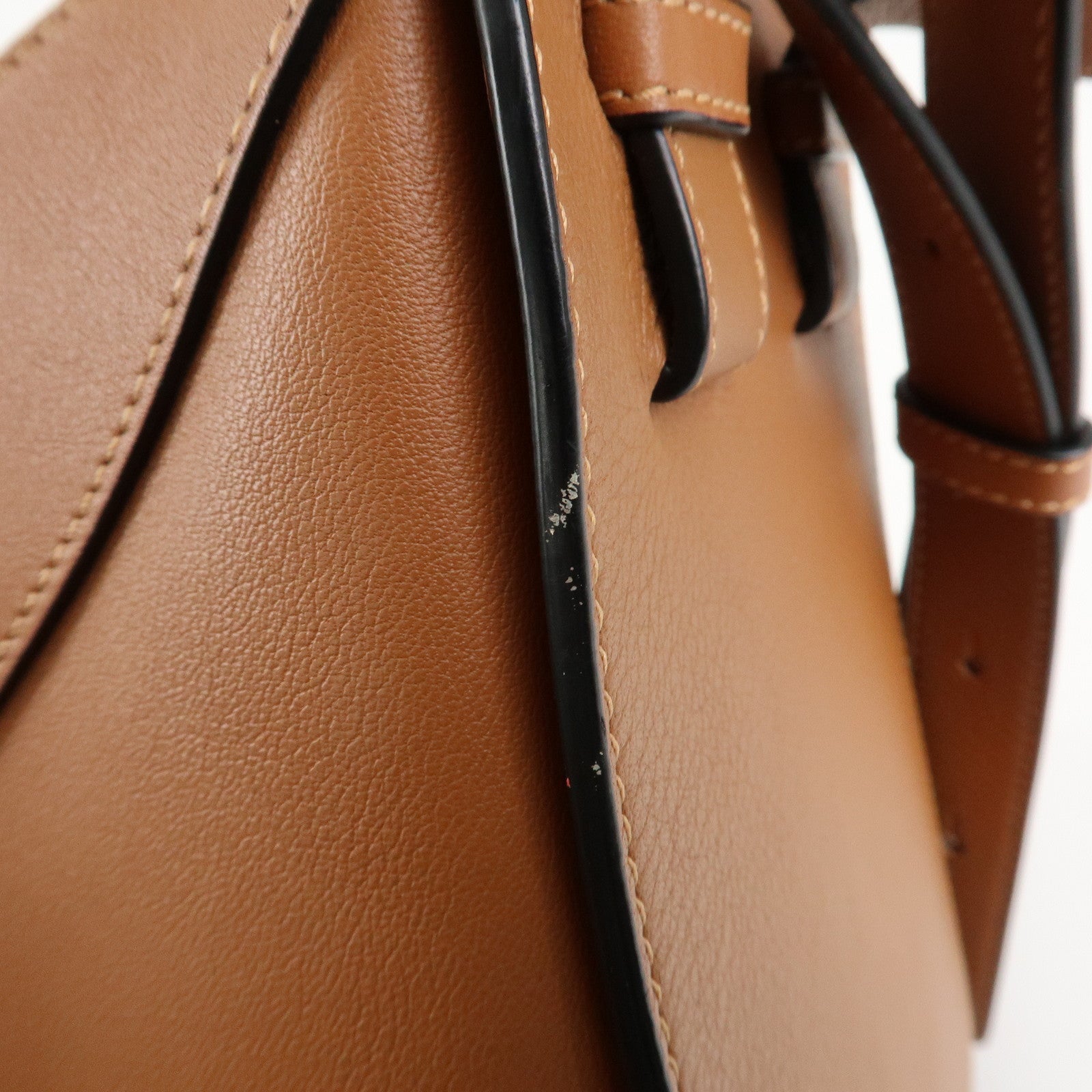 LOEWE Leather Hammock Bag Small Shoulder Bag Hand Bag Brown Used