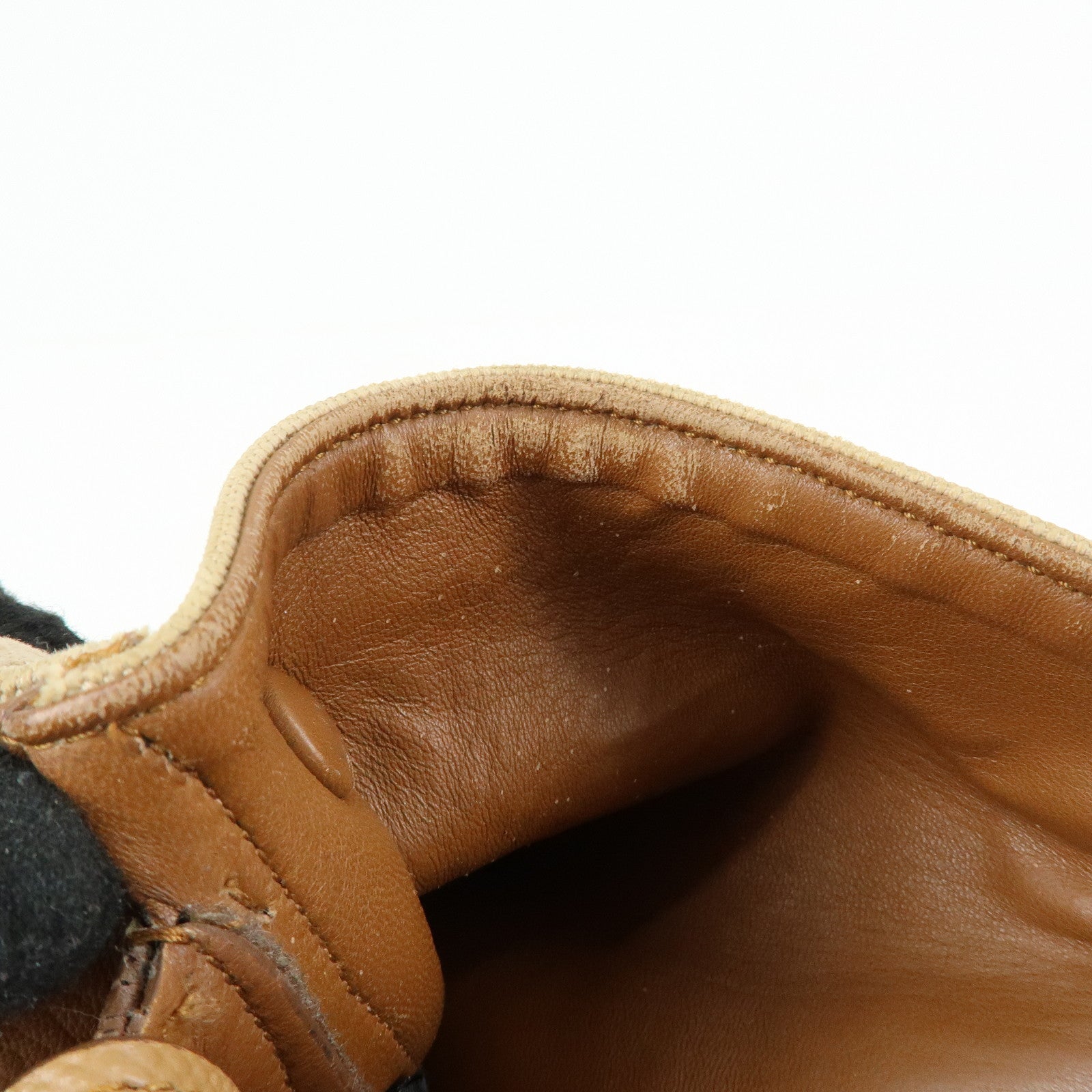 PRADA Triangle Logo Canvas Leather Tote Bag Beige Brown B2756T