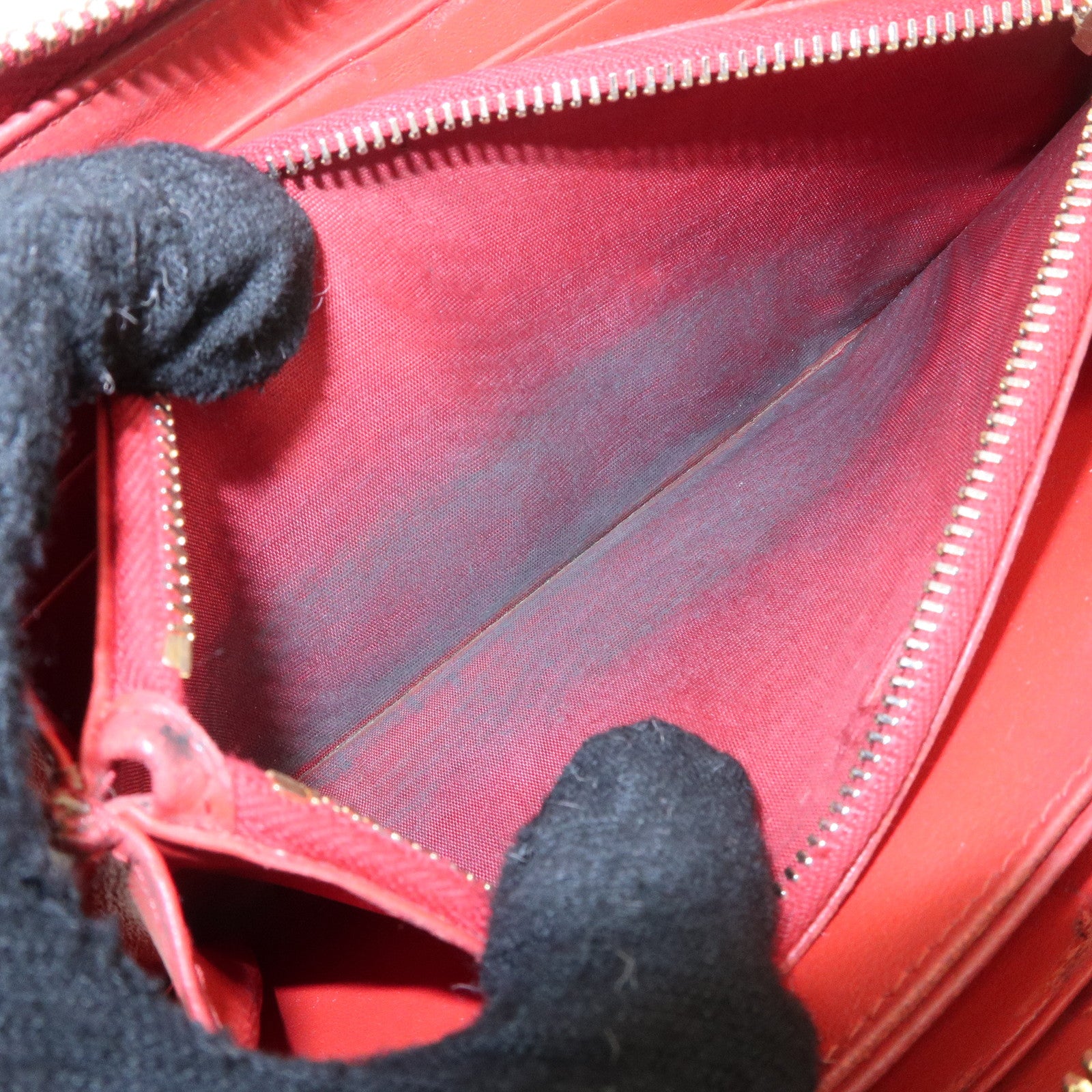 PRADA Saffiano Leather Set of 2 Long Wallet Red 1MH132 Used