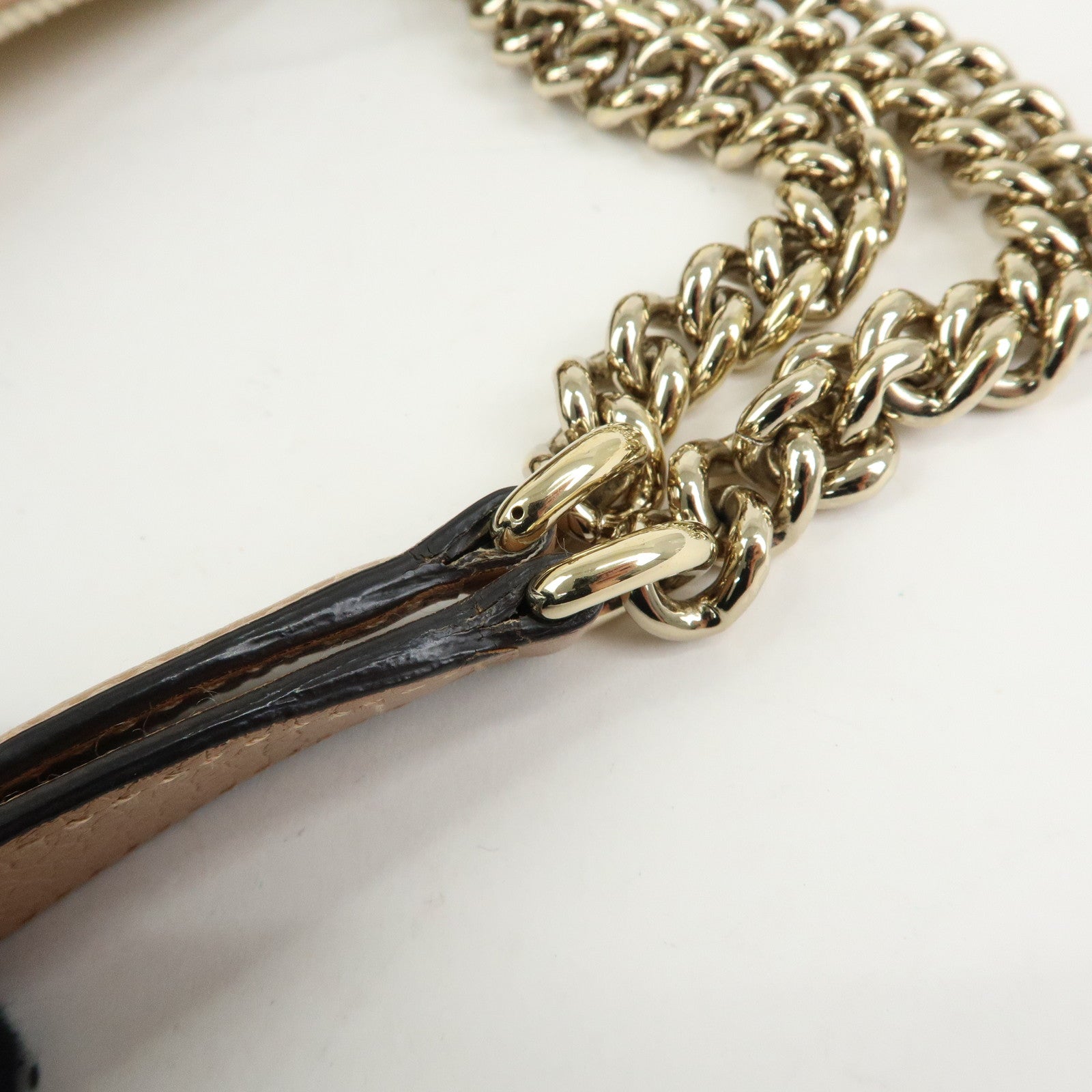 GUCCI SOHO Interlocking G Canvas Leather Chain Shoulder Bag 308982