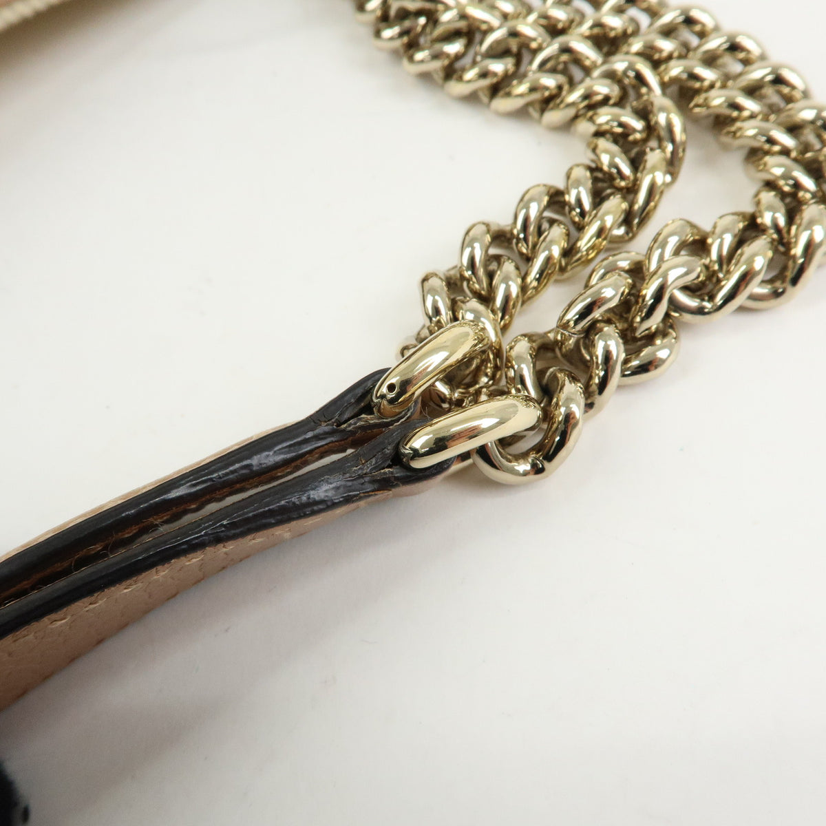 GUCCI SOHO Interlocking G Canvas Leather Chain Shoulder Bag 308982