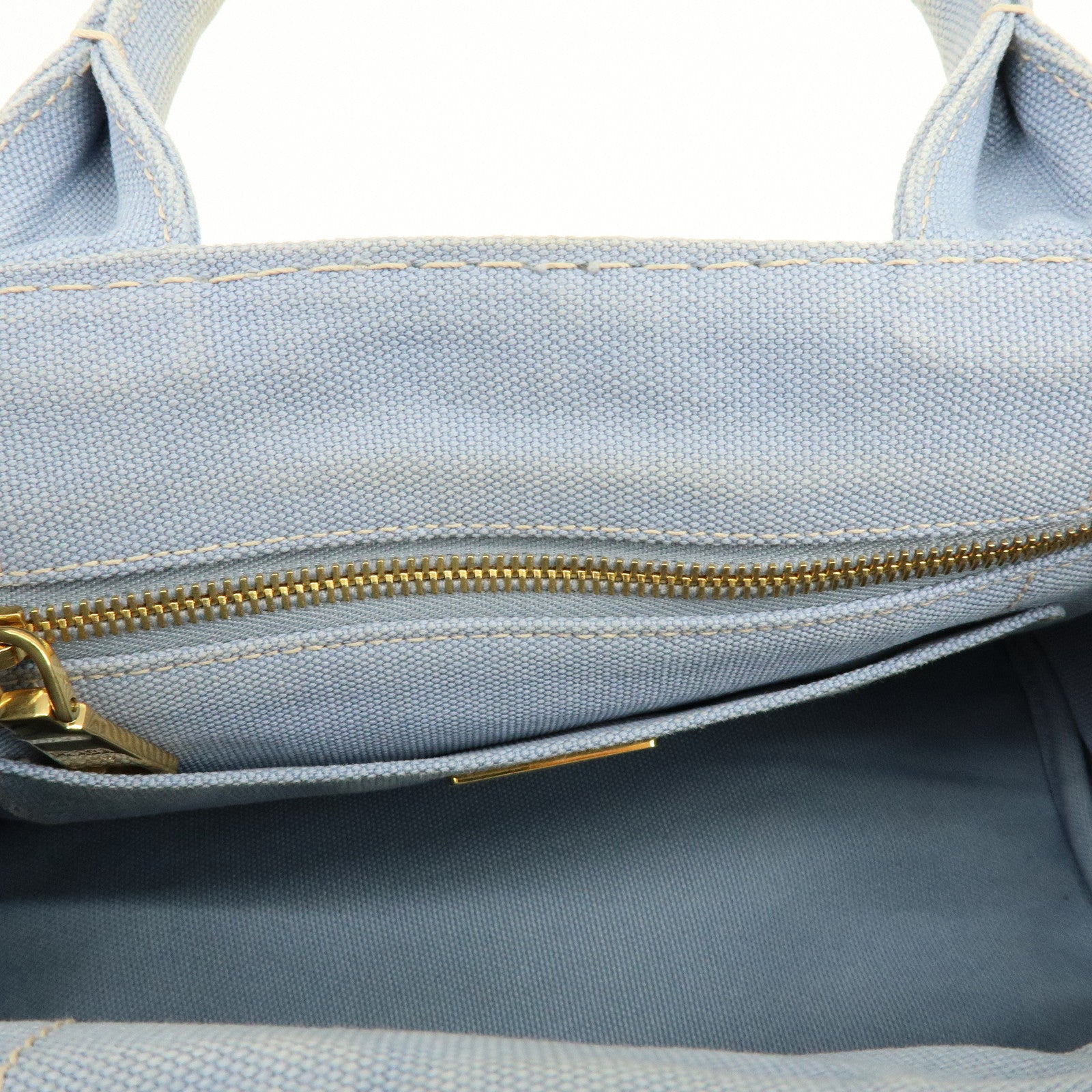 PRADA Canapa Mini Canvas 2Way Bag Hand Bag Light Blue 1BG439