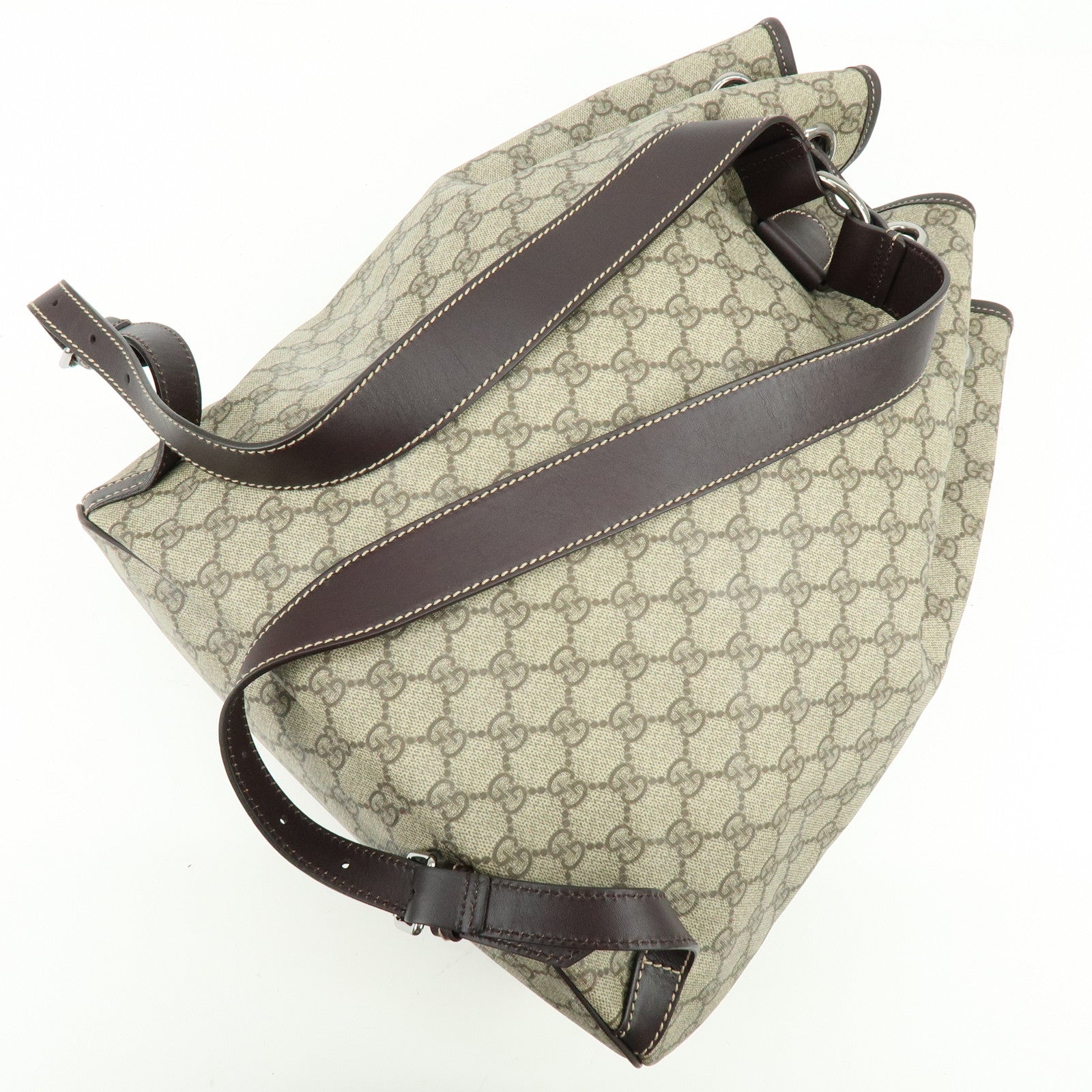 GUCCI GG Supreme Leather Backpack Rucksack Beige Brown 189745