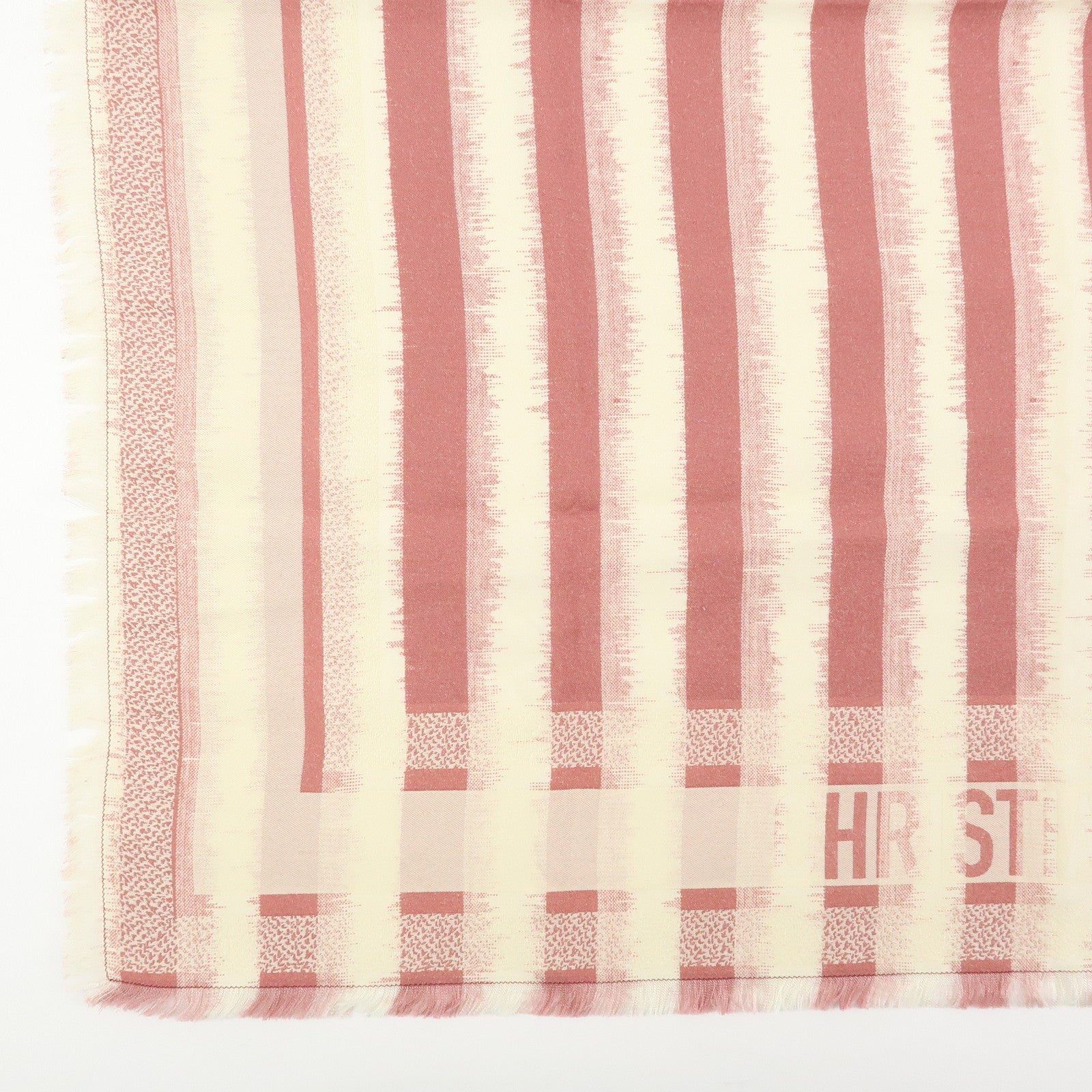 Christian Dior Logo Silk Cotton Polyester Scarf Stripe Print Pink