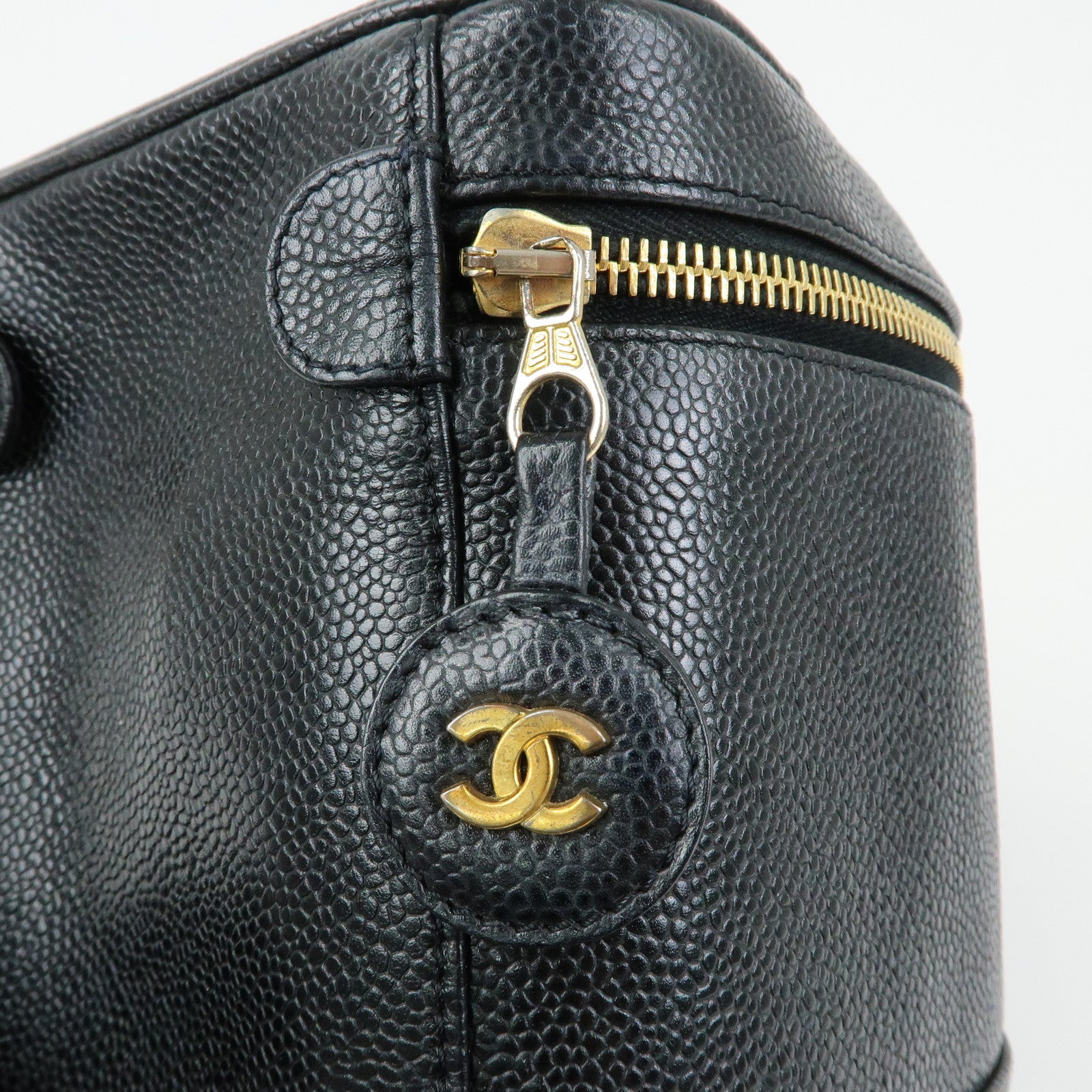 CHANEL COCO Mark Caviarskin Vanity Bag Hand Bag Black A01998