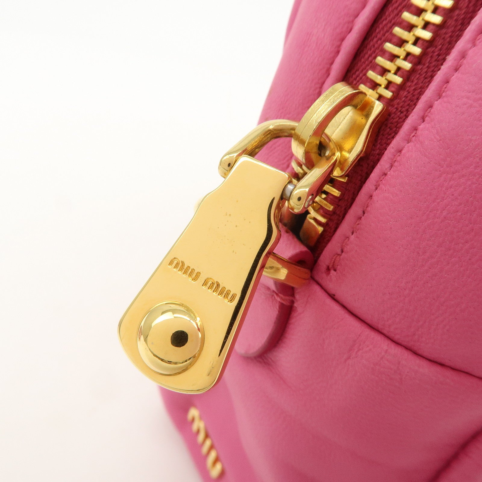 MIU MIU Logo Leather 2Way Bag Hand Bag Shoulder Bag Pink RL0048